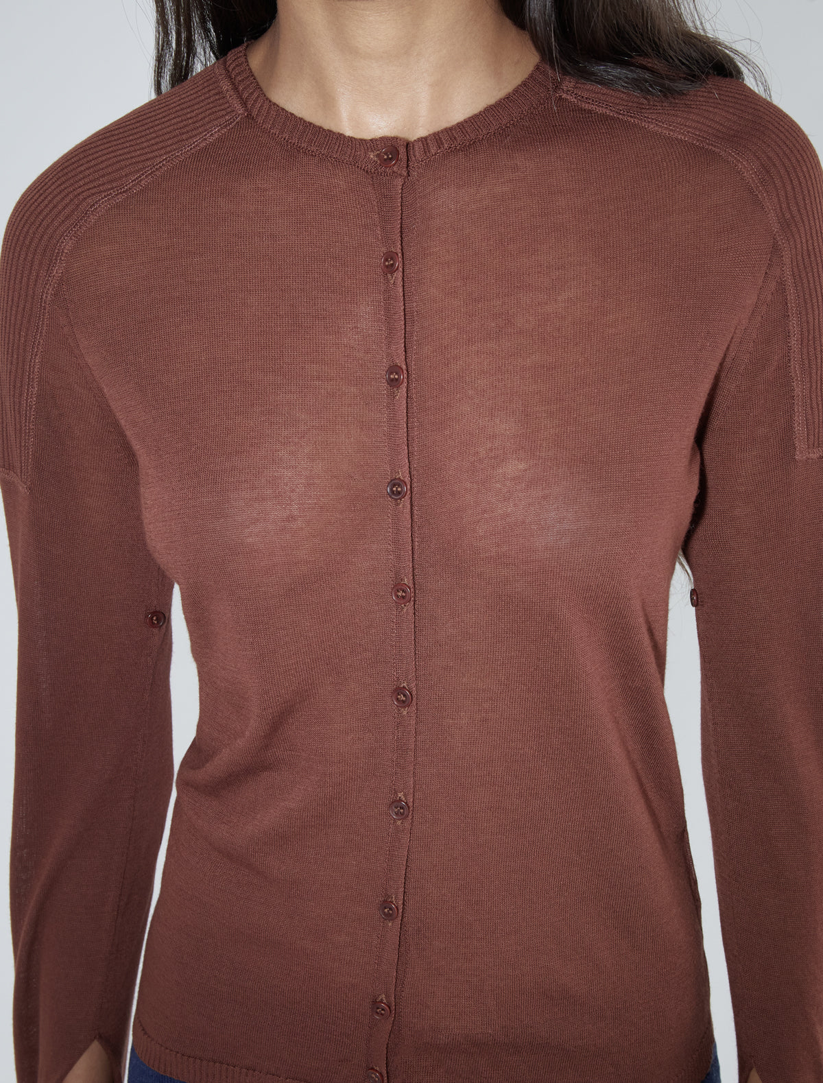 Mercuri buttons cardigan extra long sleeves brown