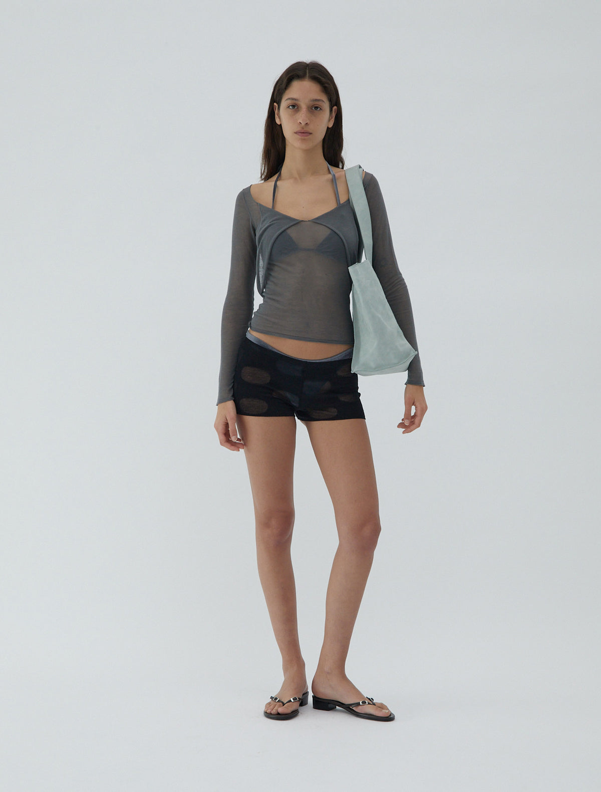 Tully sliding triangle bikini top velvet