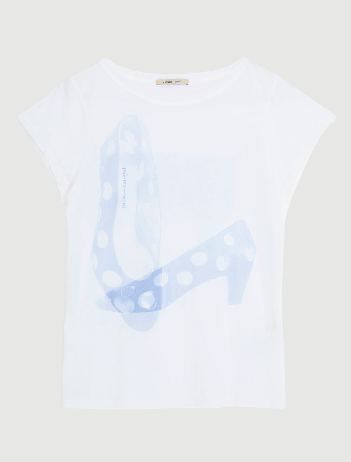 Souvenir uma dots tshirt shoe front print back text organic cotton white