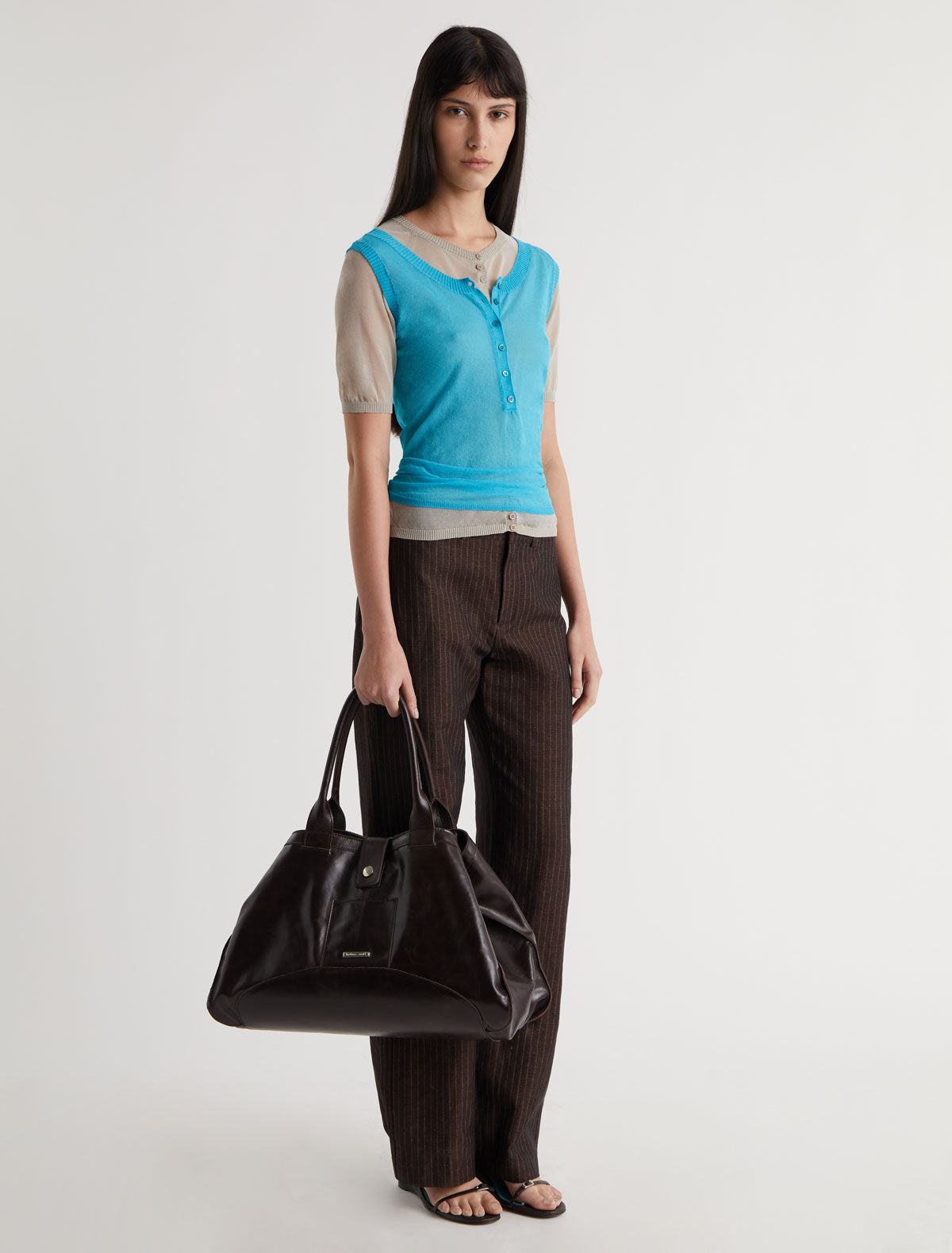 Nolo striped pants cotton linen blend rustic texture