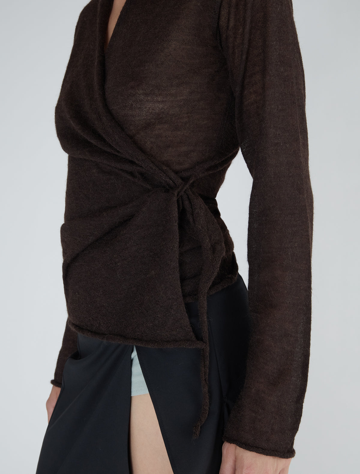 Sudi long sleeved wrap top brown