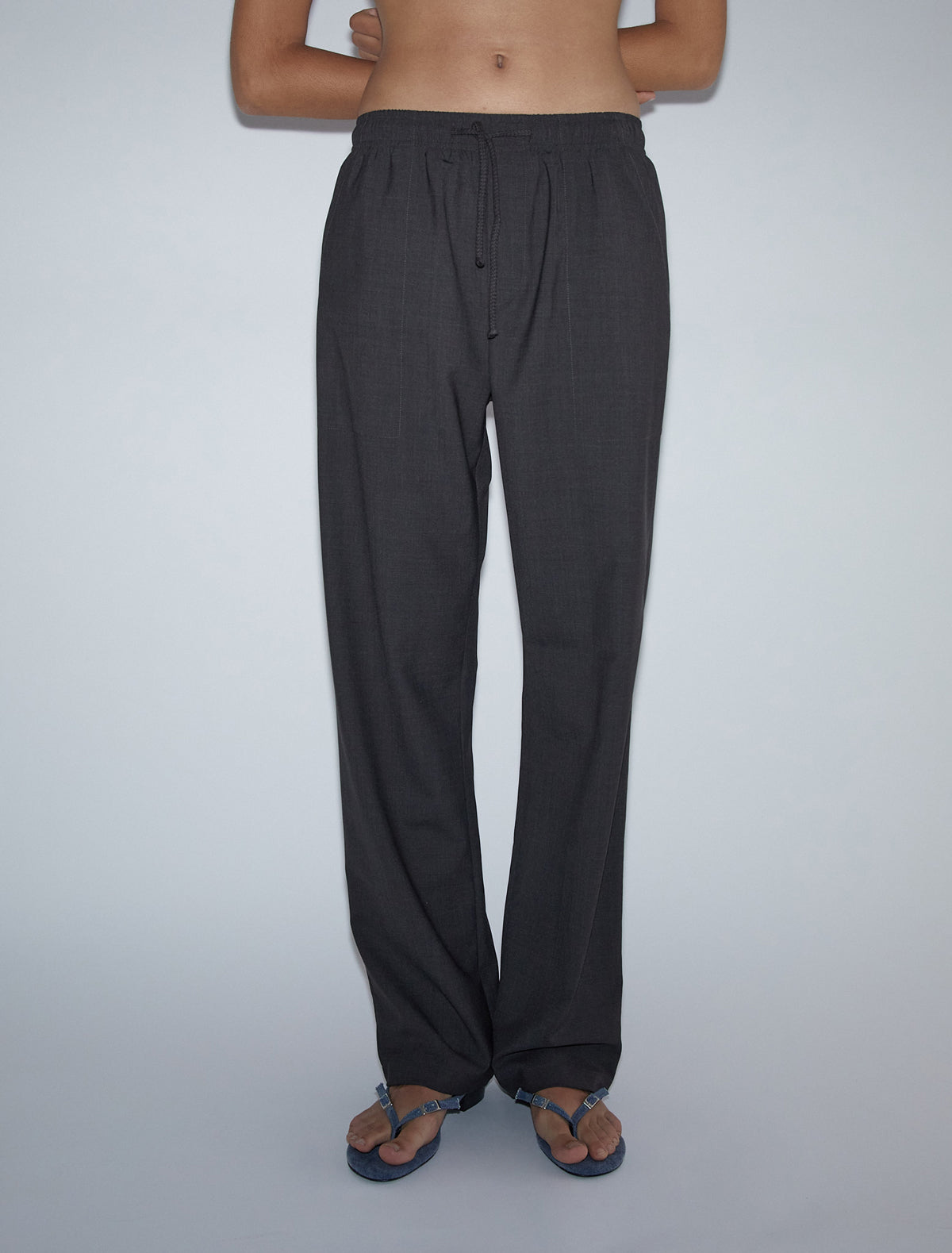 Rene casual prinstripe pants elastic waistband brown