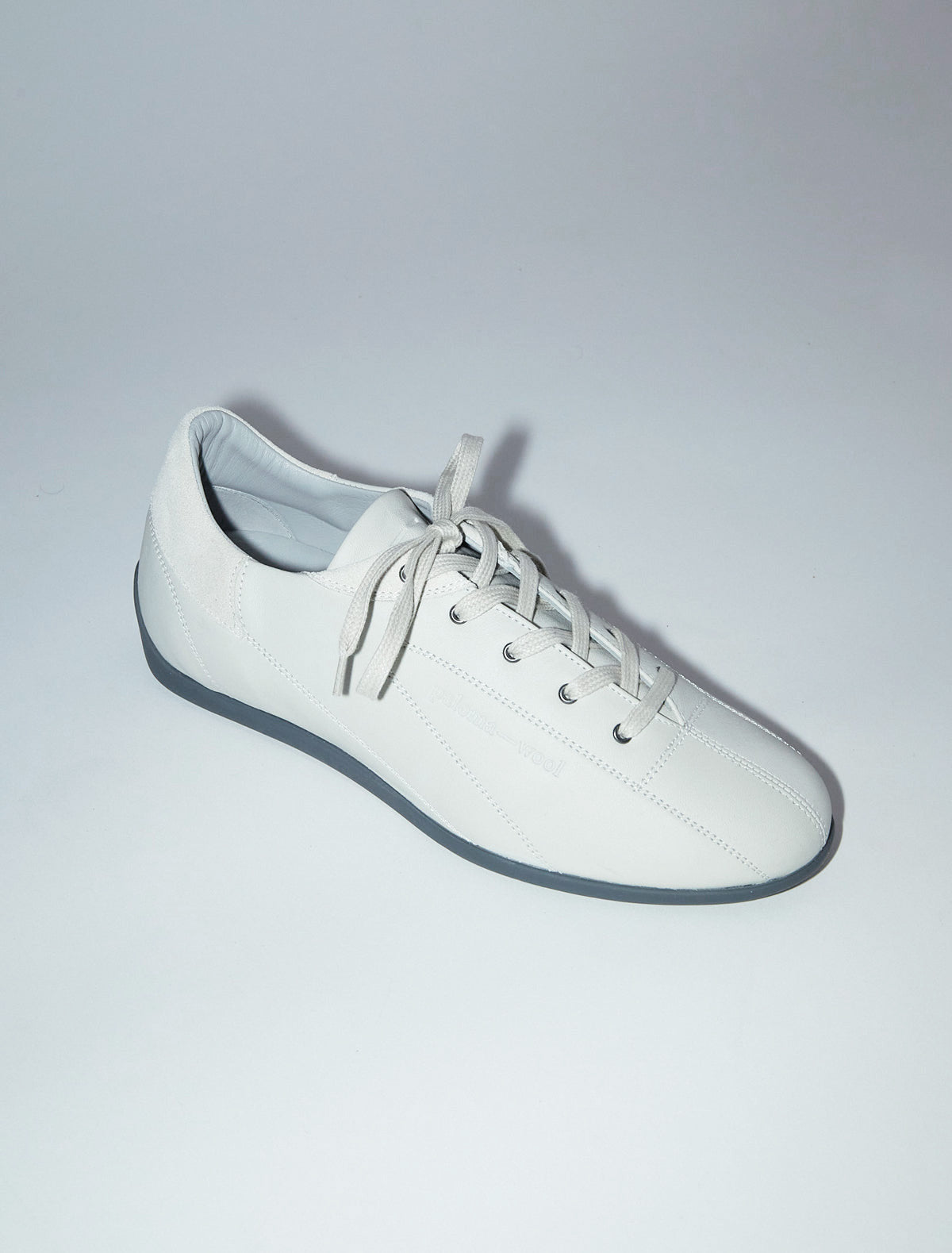 Miles laceup leather sneakers rubber sole ecru