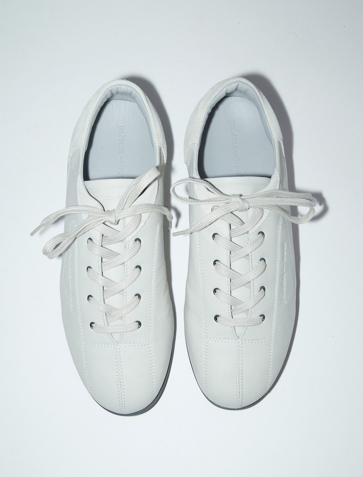 Miles laceup leather sneakers rubber sole ecru