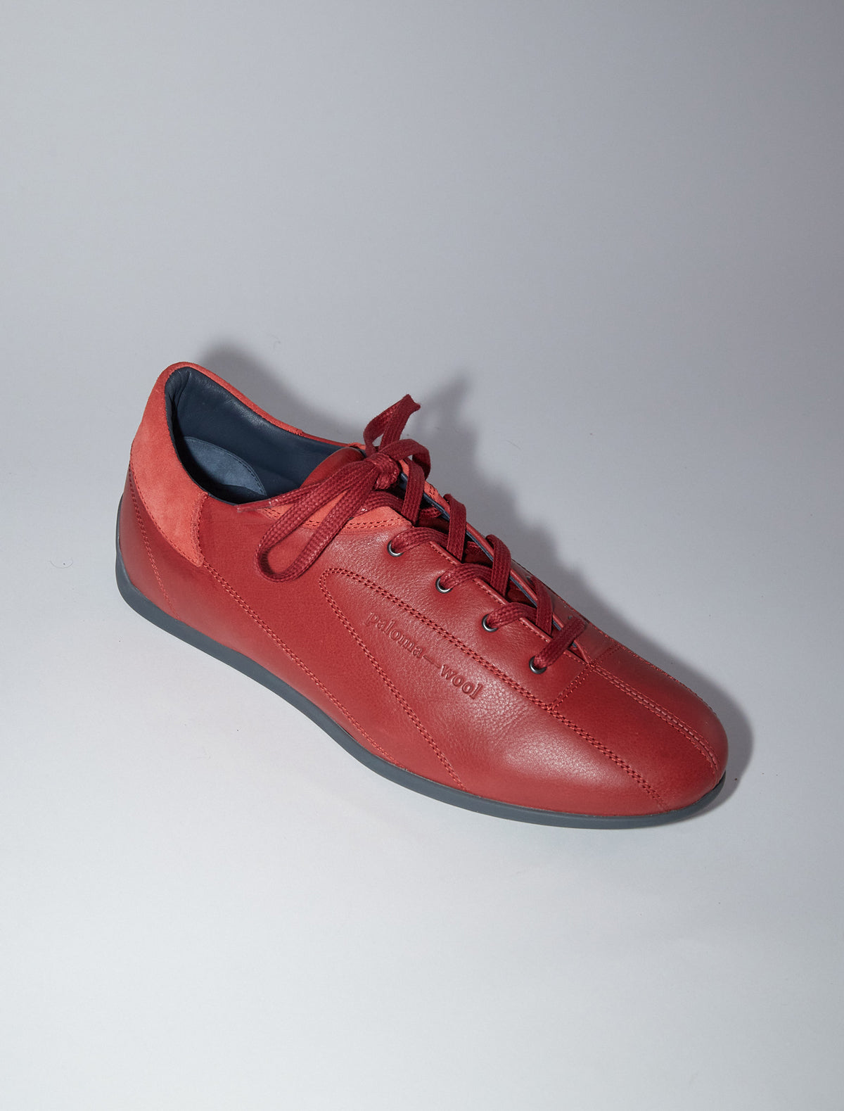 Miles laceup leather sneakers rubber sole red