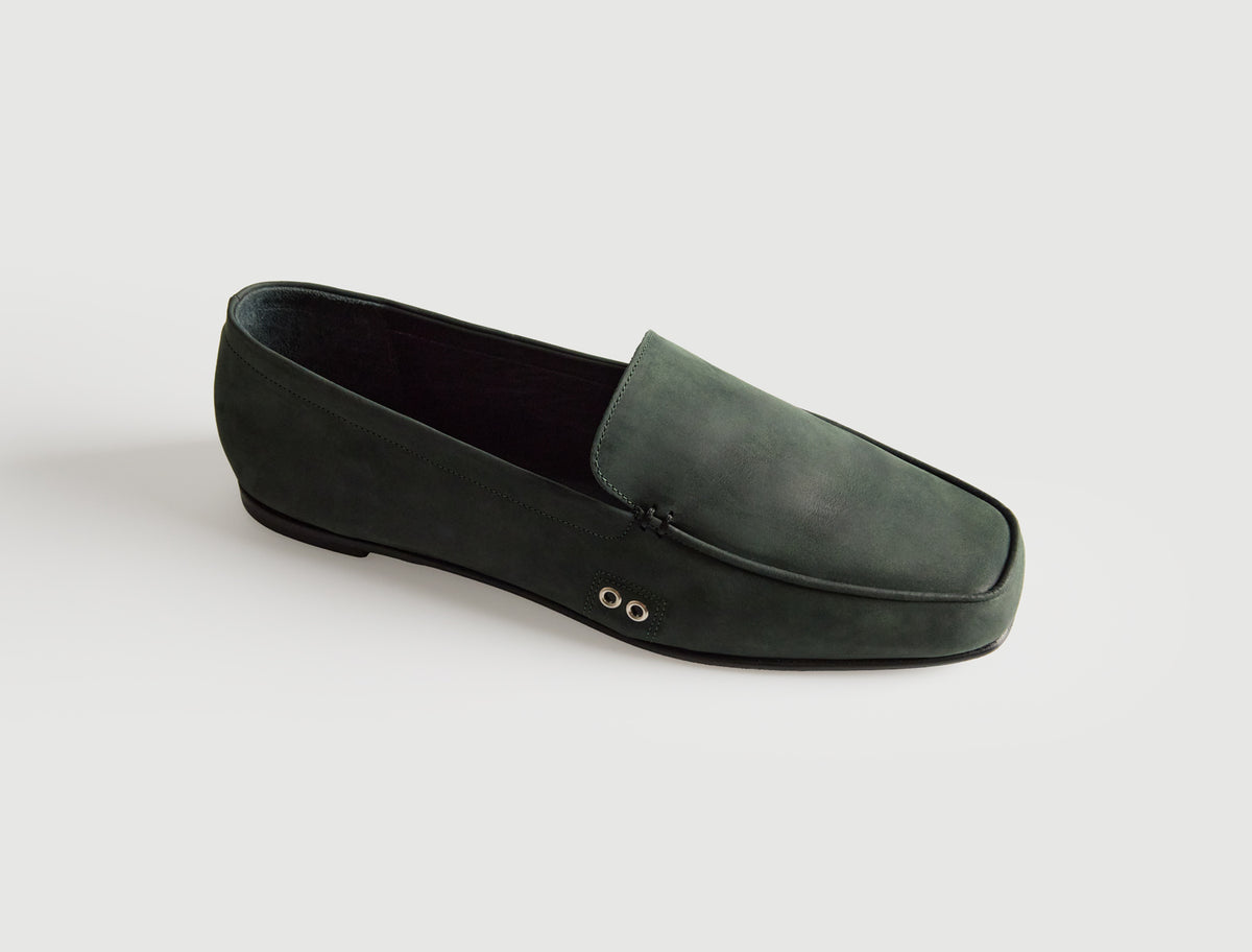 Micaela b mens leather loafer darkgreen