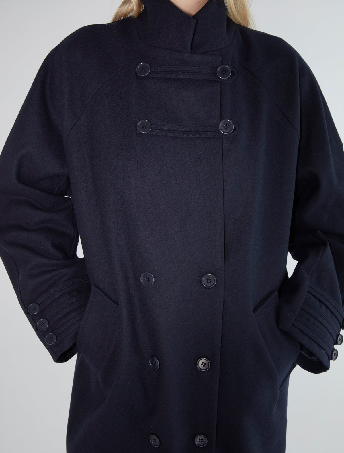 Debo long oversized wool coat navy