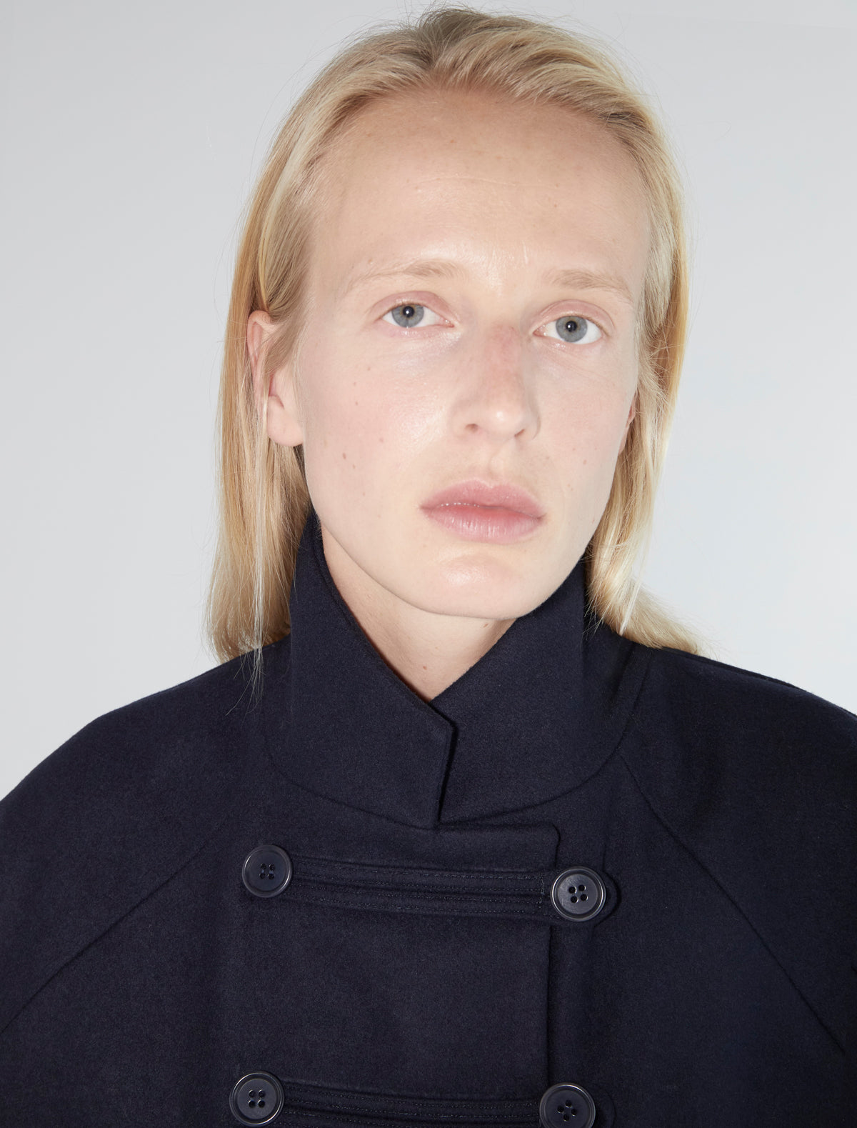 Debo long oversized wool coat navy