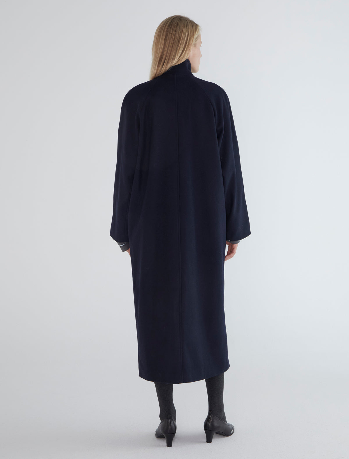 Debo long oversized wool coat navy