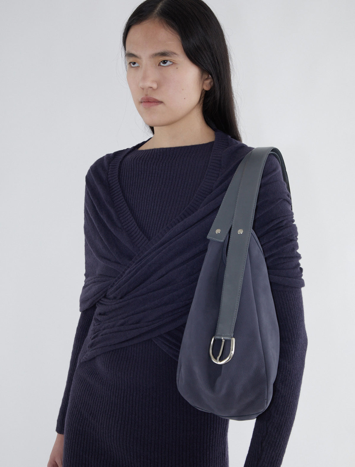 Emilie bag bucket bag belt inspired handle design navy