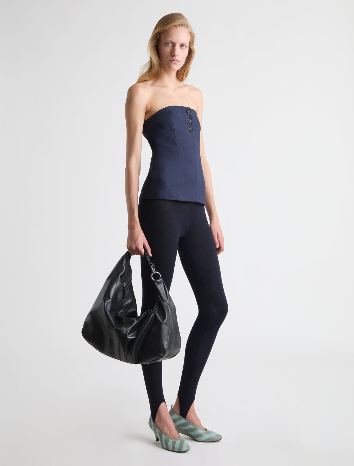 Big dry elongated wrap around hobo style shoulder bag darknavy