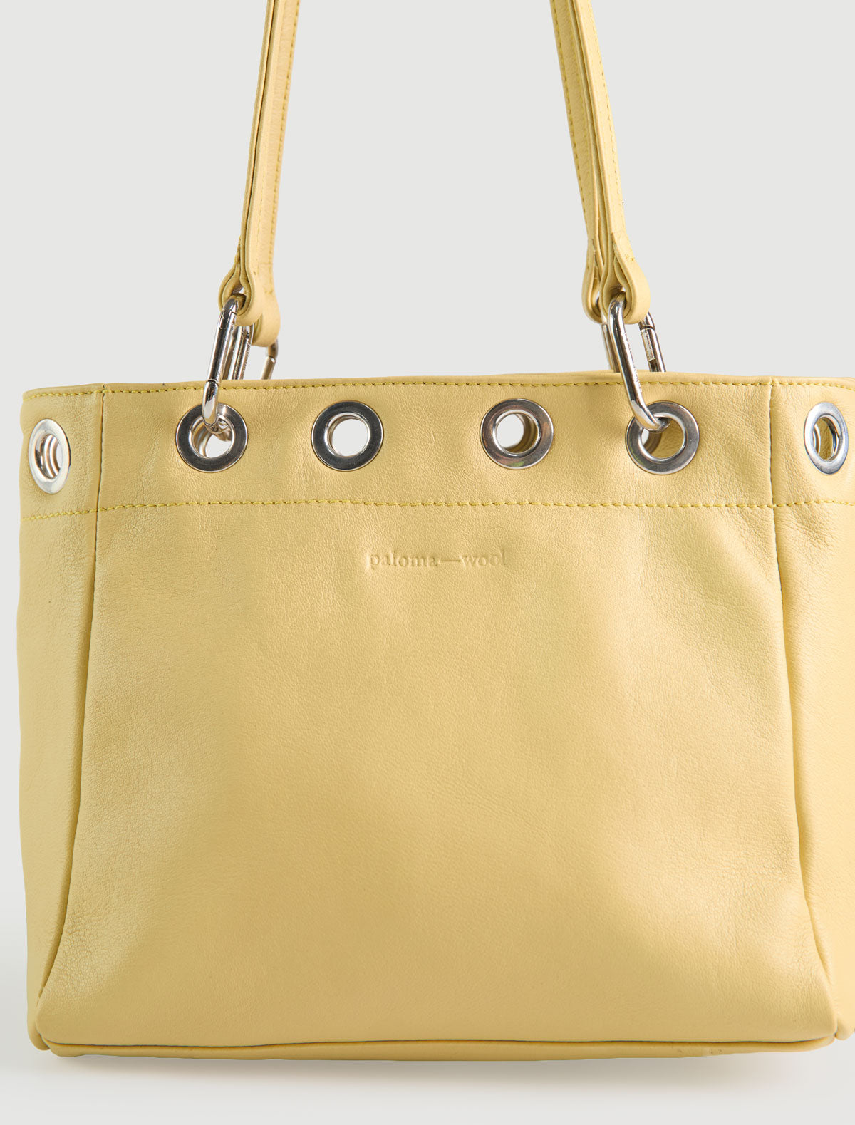 Square philana shopping bag multiposition handles eyelets details yellow