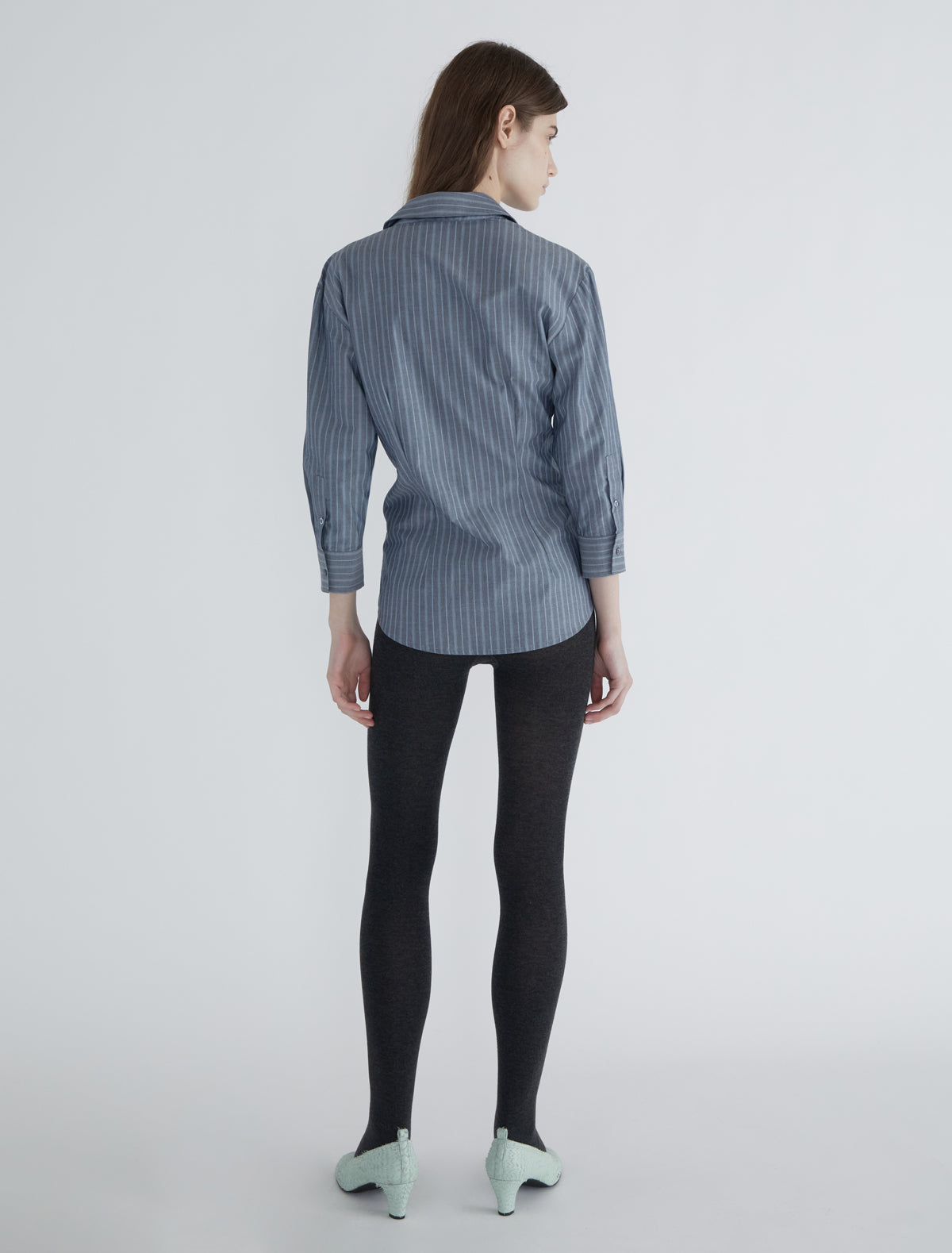 Bruna elbow length striped shirt navy