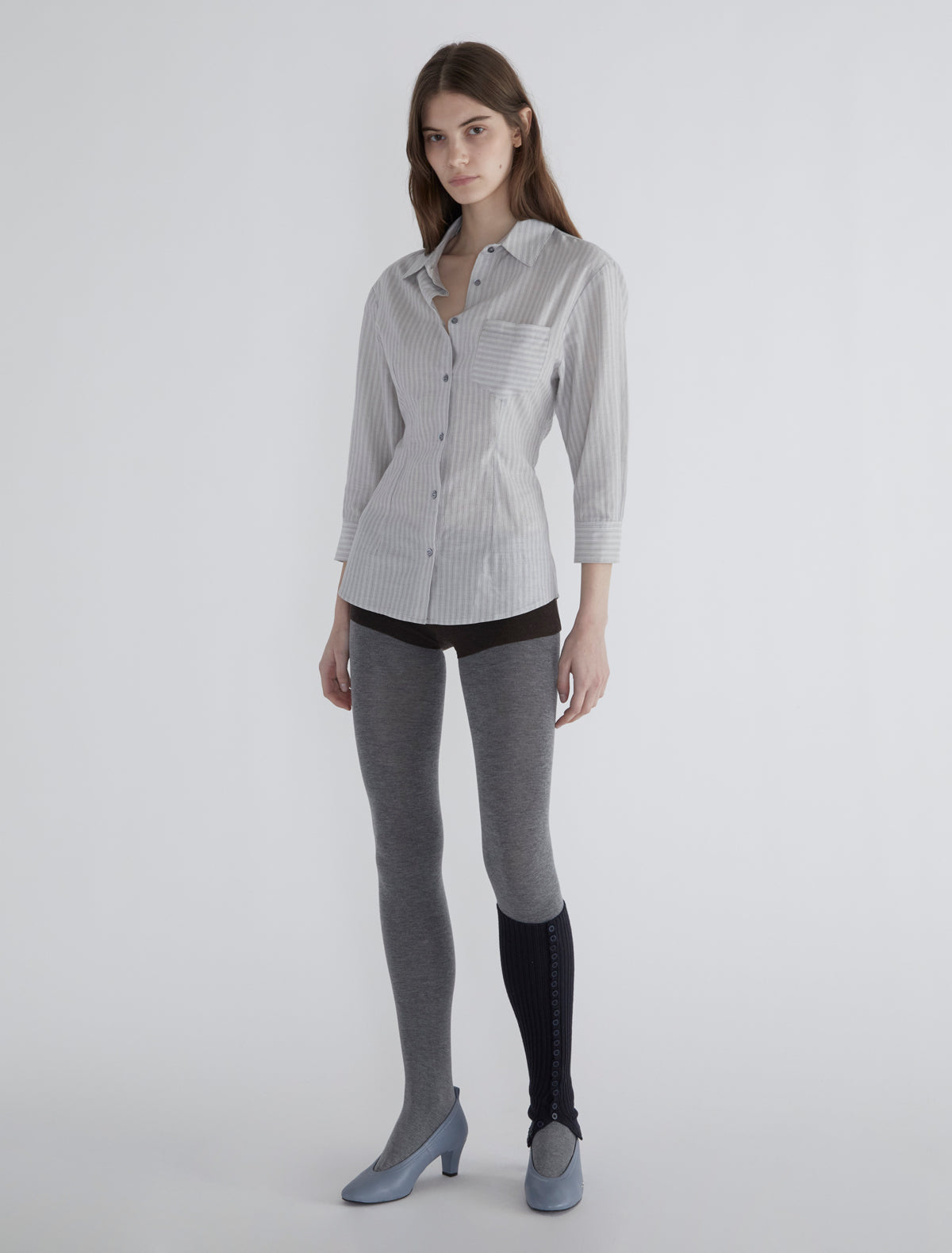 Bruna elbow length striped shirt