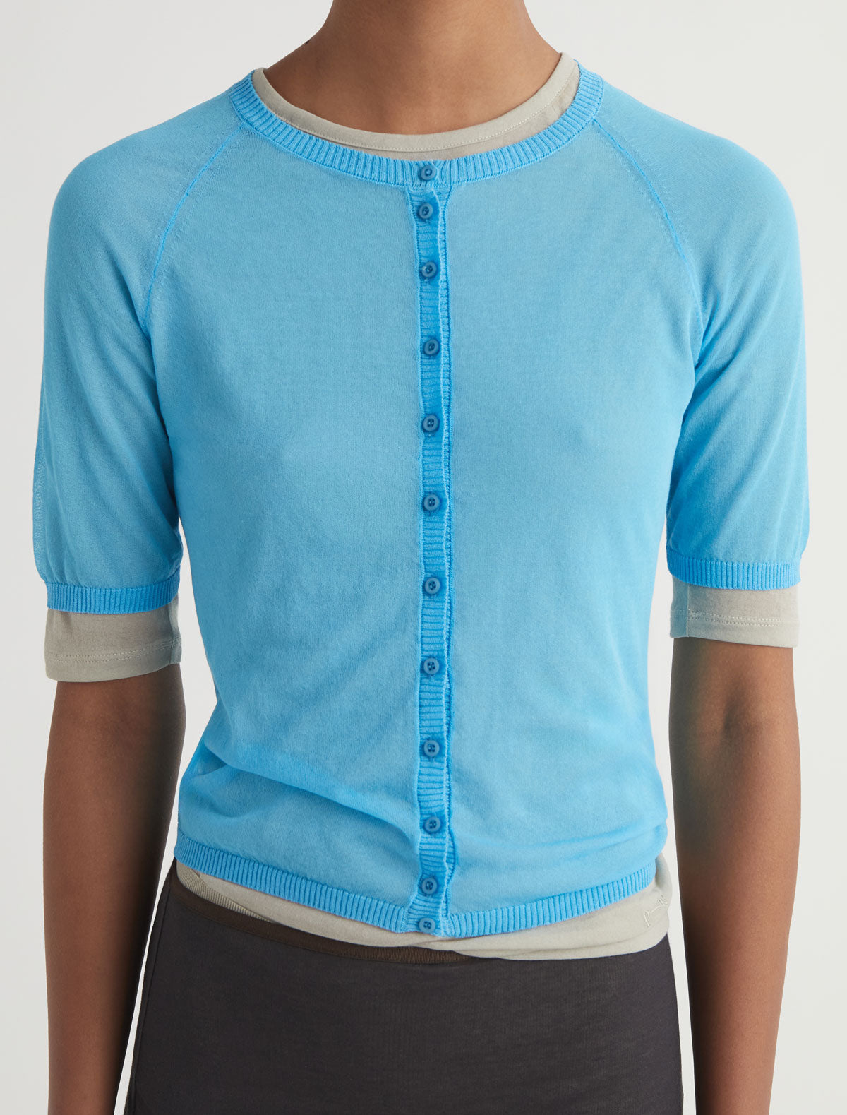 Patinela short sleeve knit cardigan blue