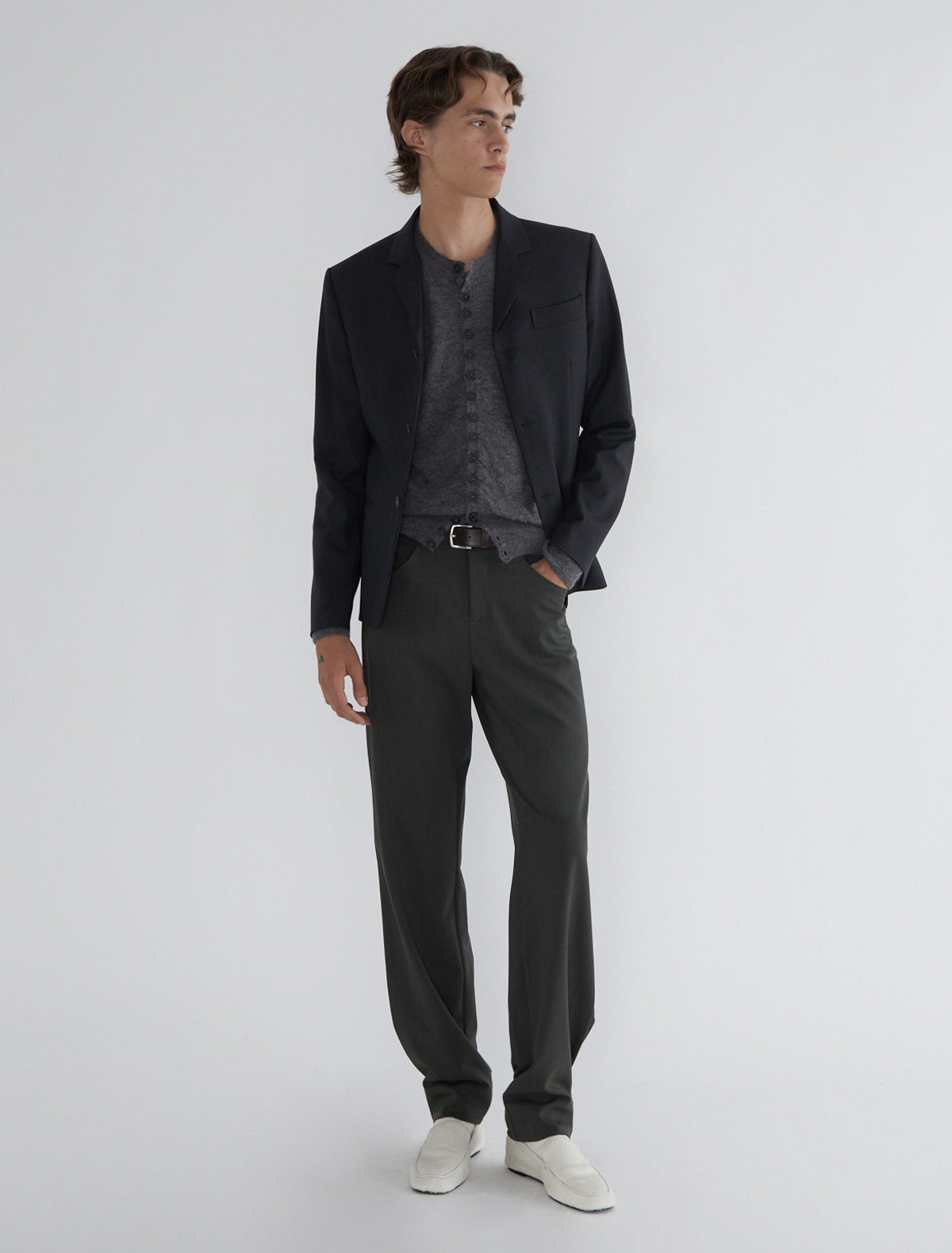 Trave men suit blazer welt pockets darkgrey