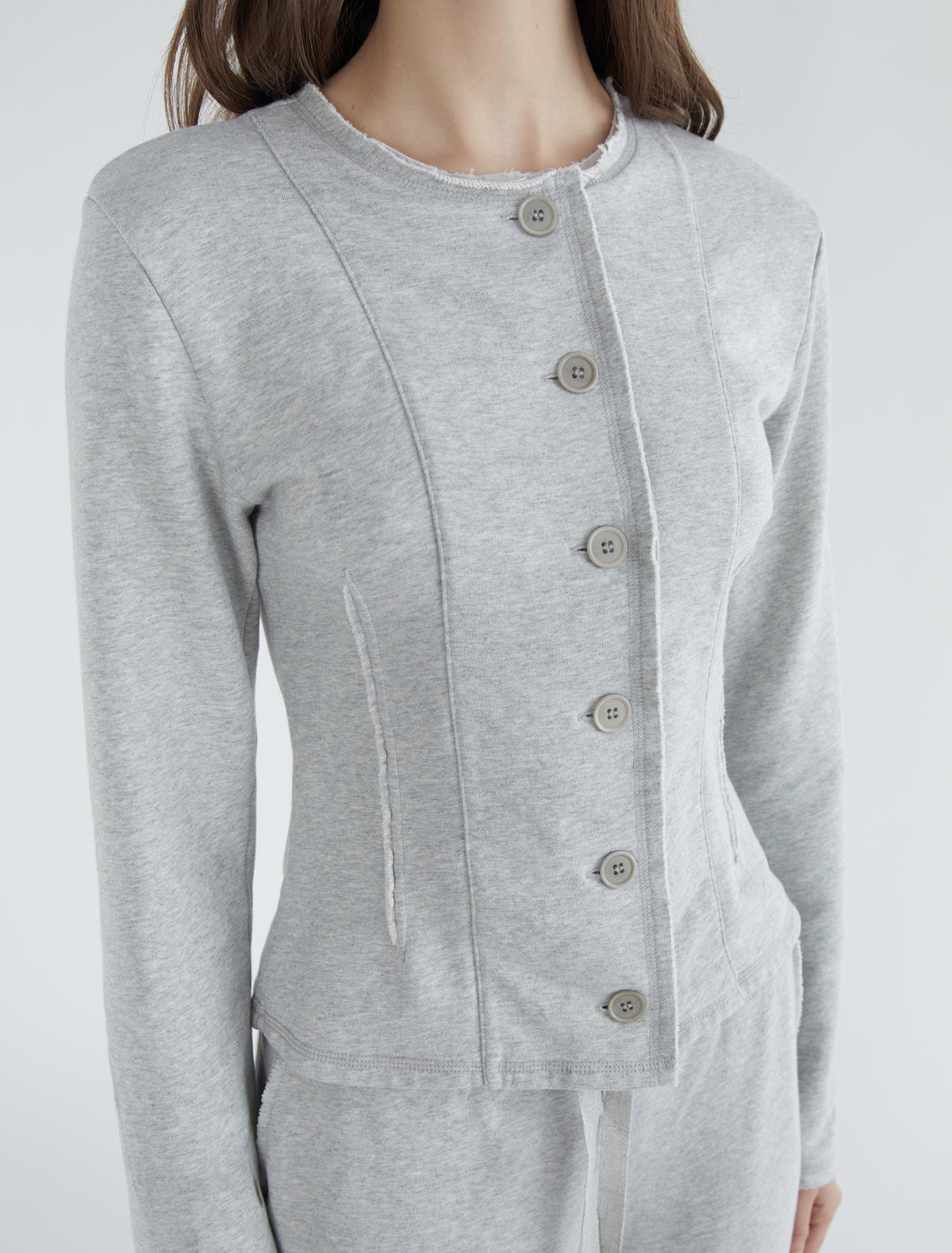 Sanpi round neck fleece jacket grey