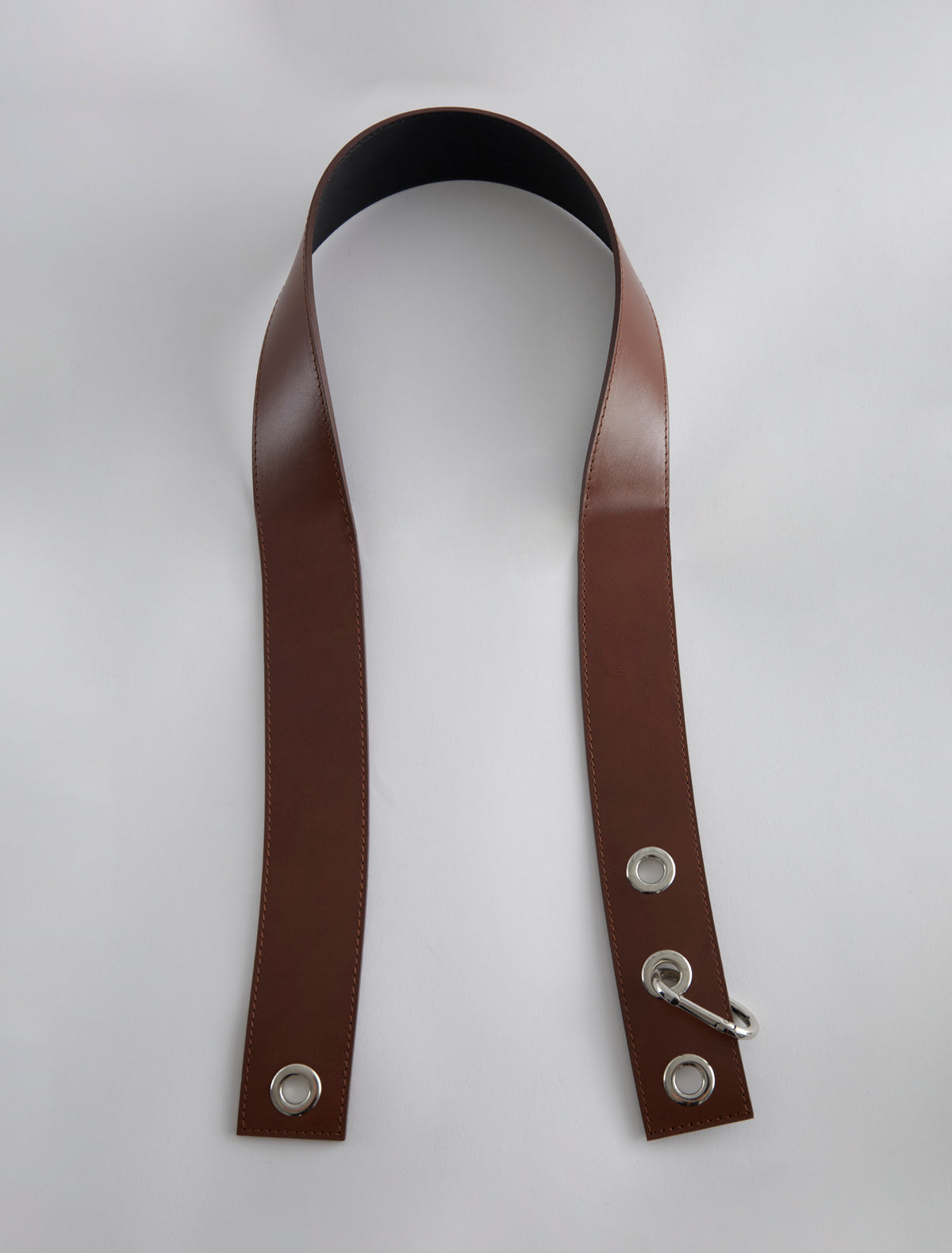Hoop adjustable belt nickel metal eyelets carabiner lightbrown