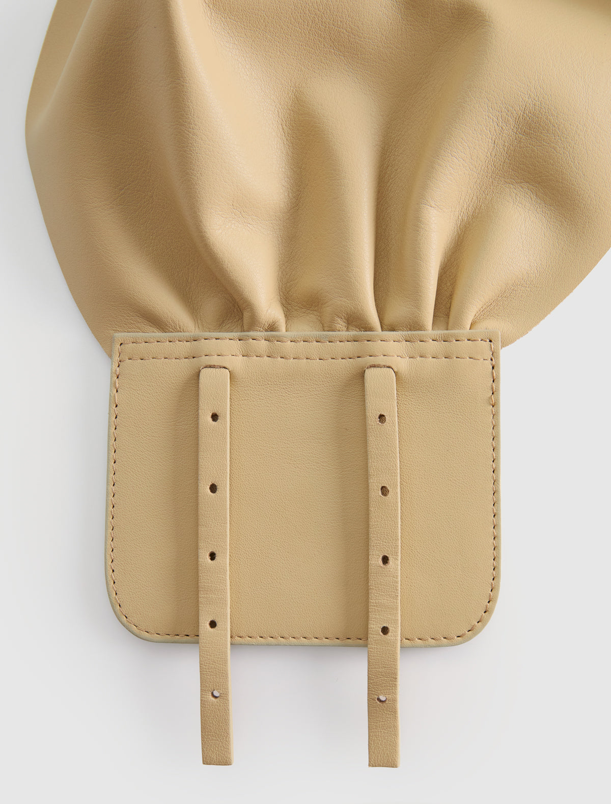 Adriana gathered leather sash double metal buckle closure ocher