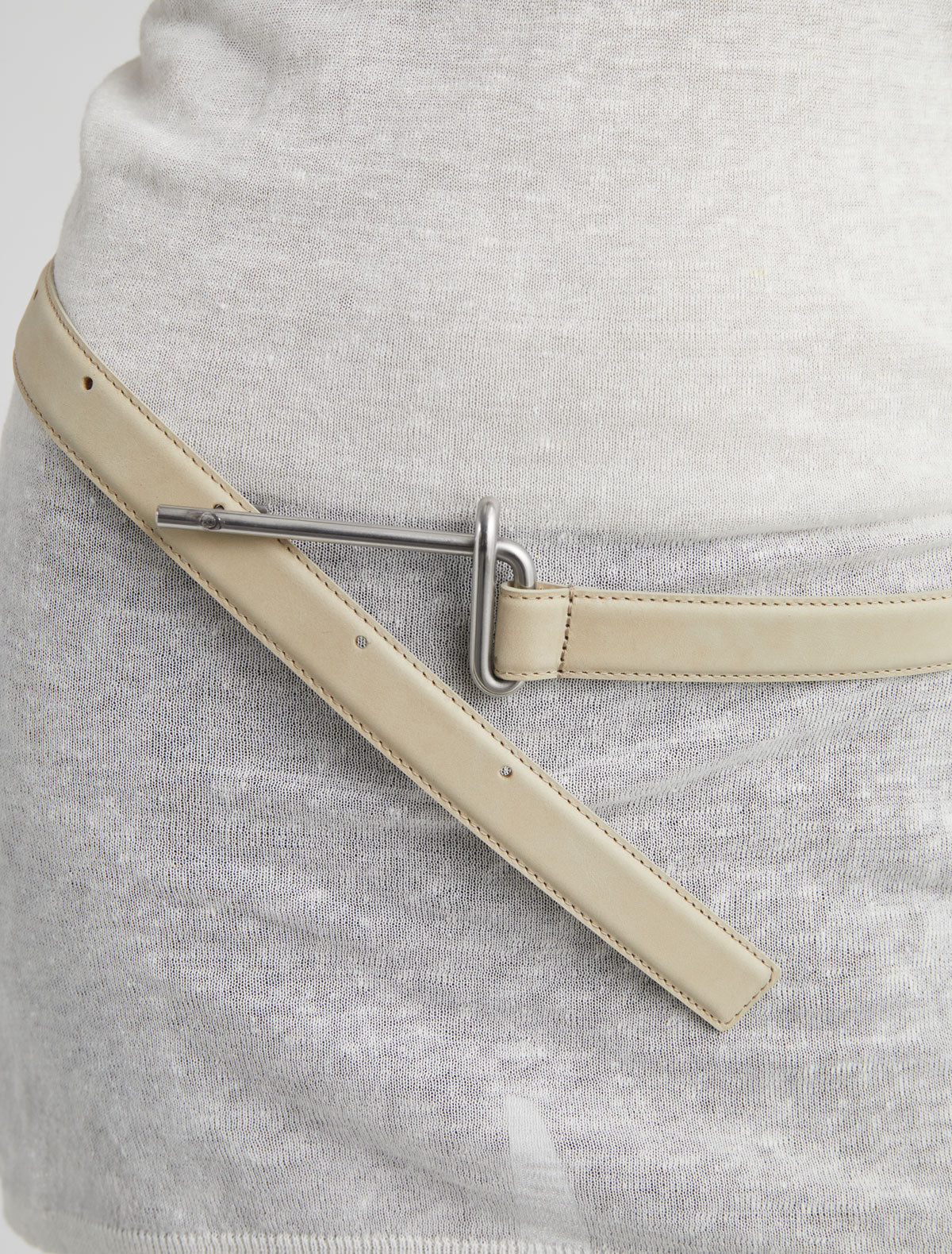 Four adjustable leather belt offset holes metal hook hardware grace prince