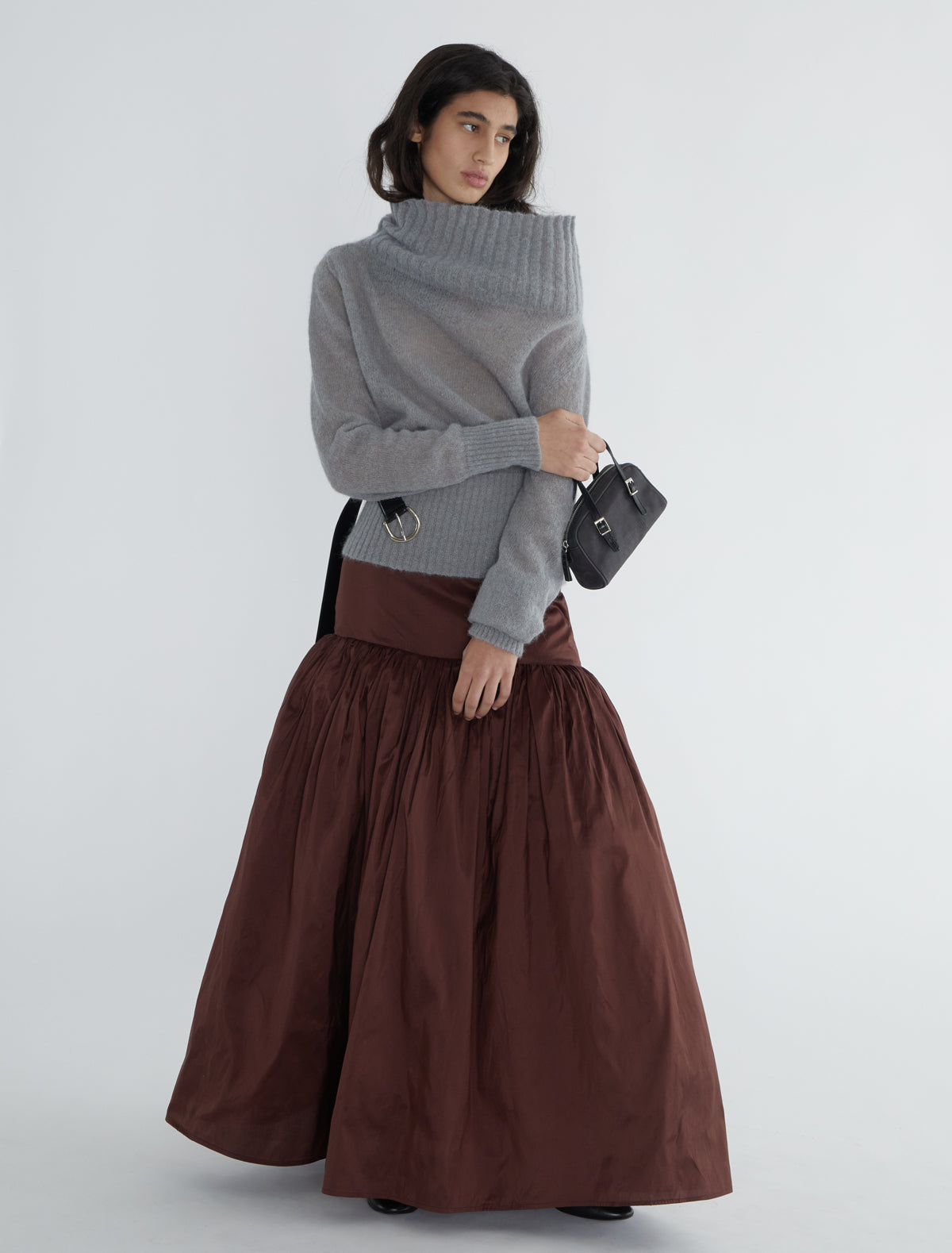 Sofre high neck ribed sweater lightgrey