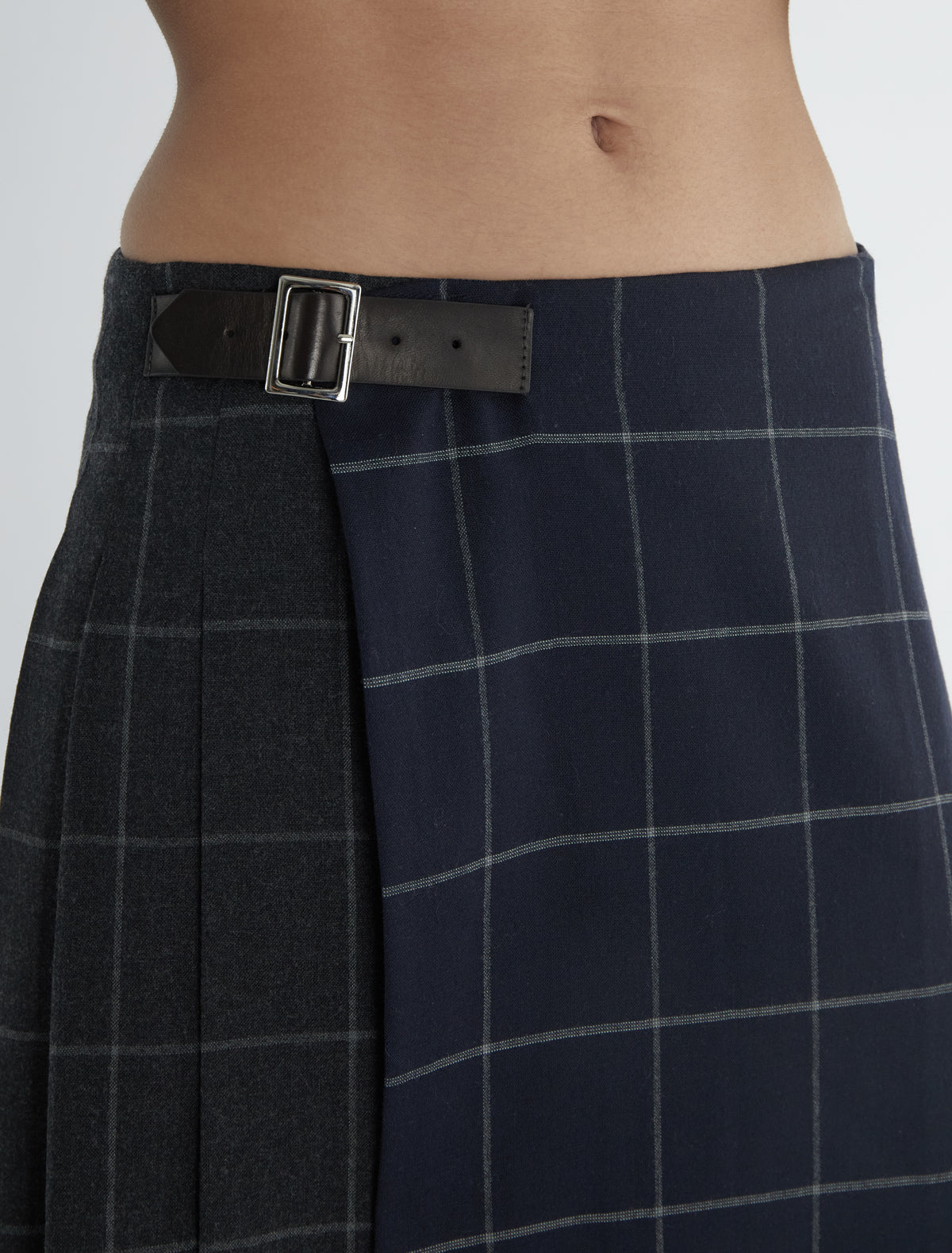 Siusan bicolor plaid long wrap skirt