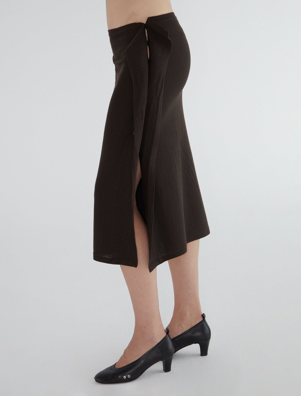 Charco wrap skirt side buttons brown
