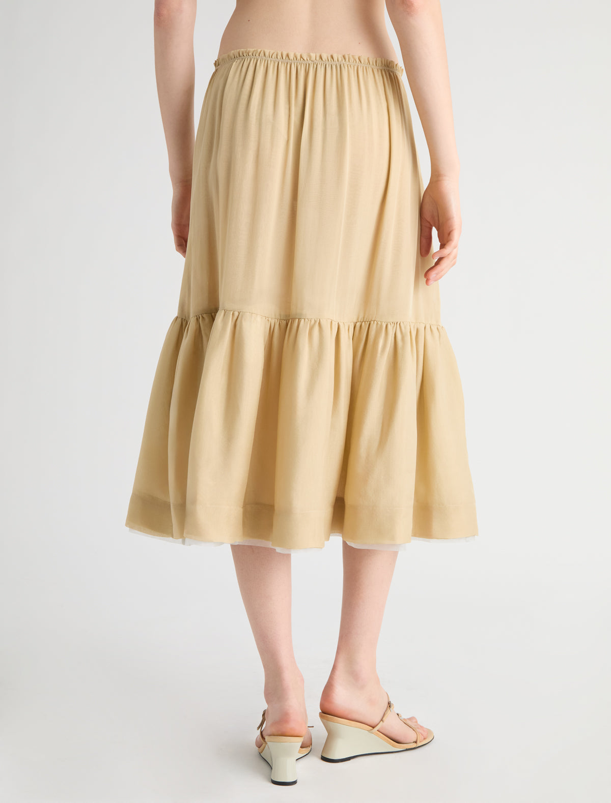 Lamin silk skirt organza layer lower panel ecru