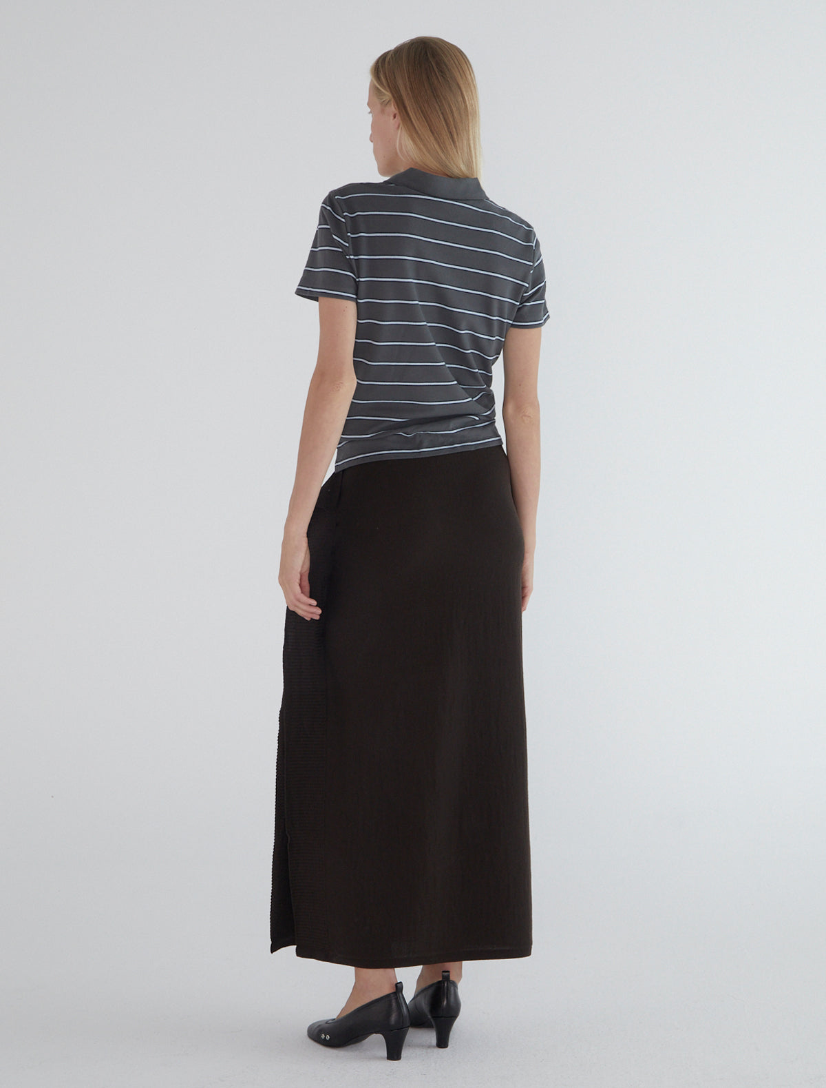 Long charco knitted skirt rectangular shape brown