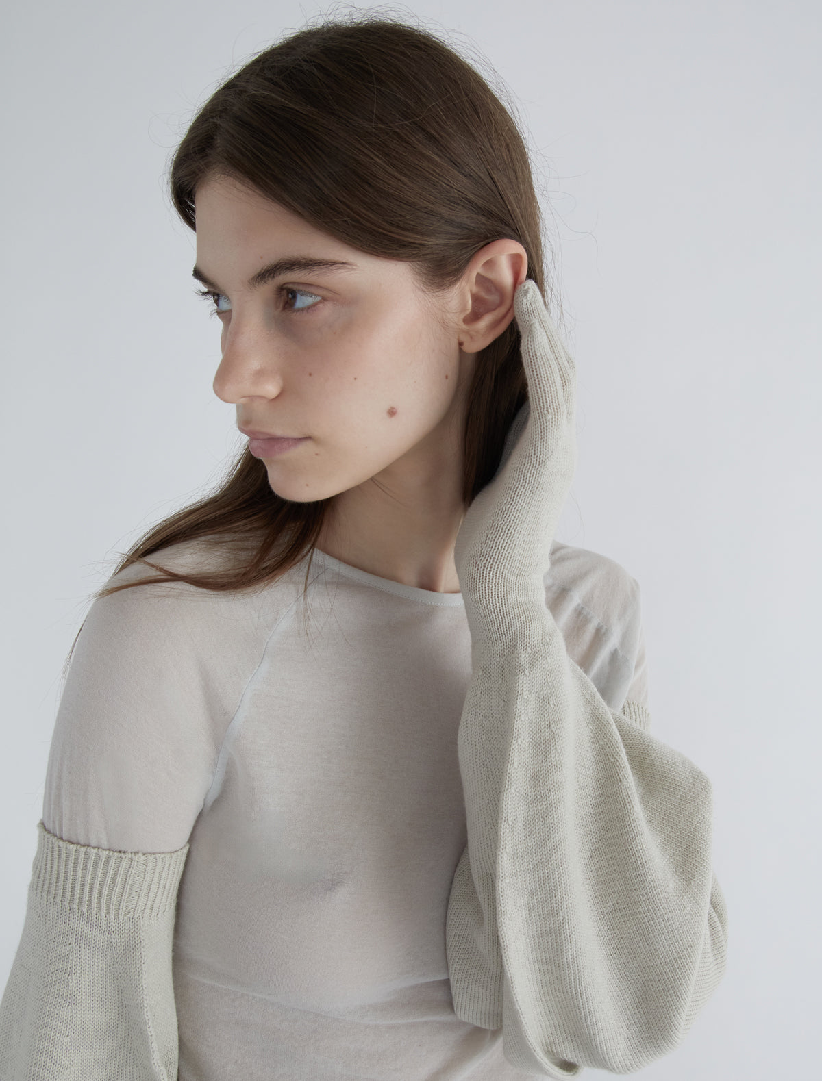 Flake puff style gloves wool offwhite