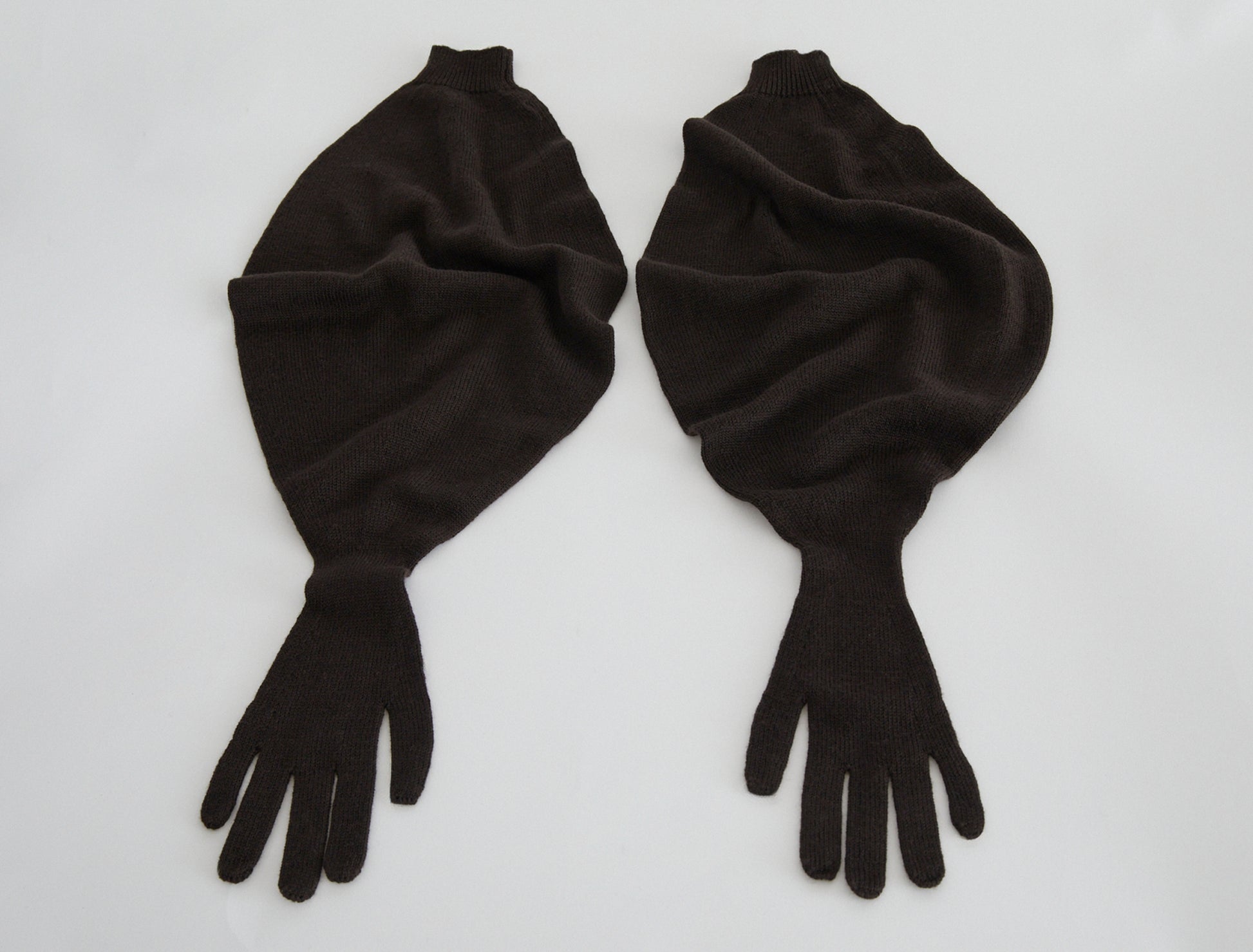 Flake puff style gloves wool brown