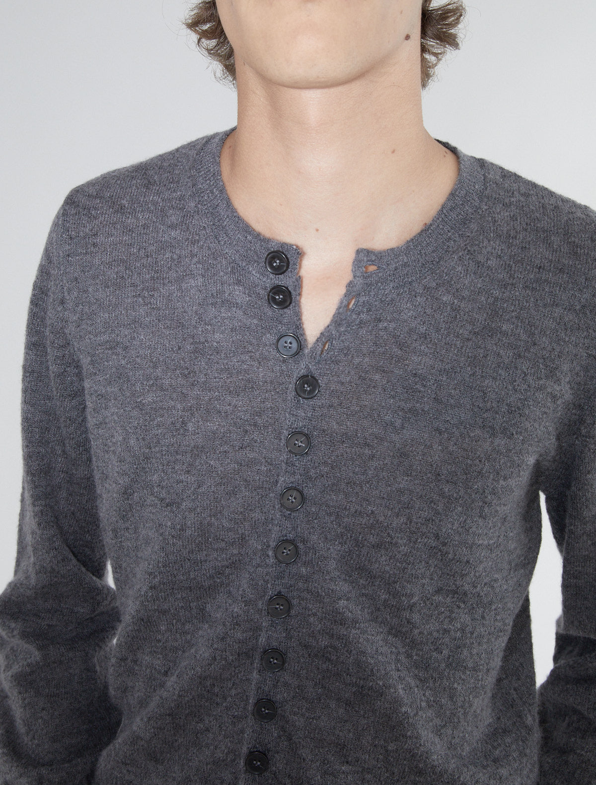 Cink b fitted men cardigan buttons puffed sleeves