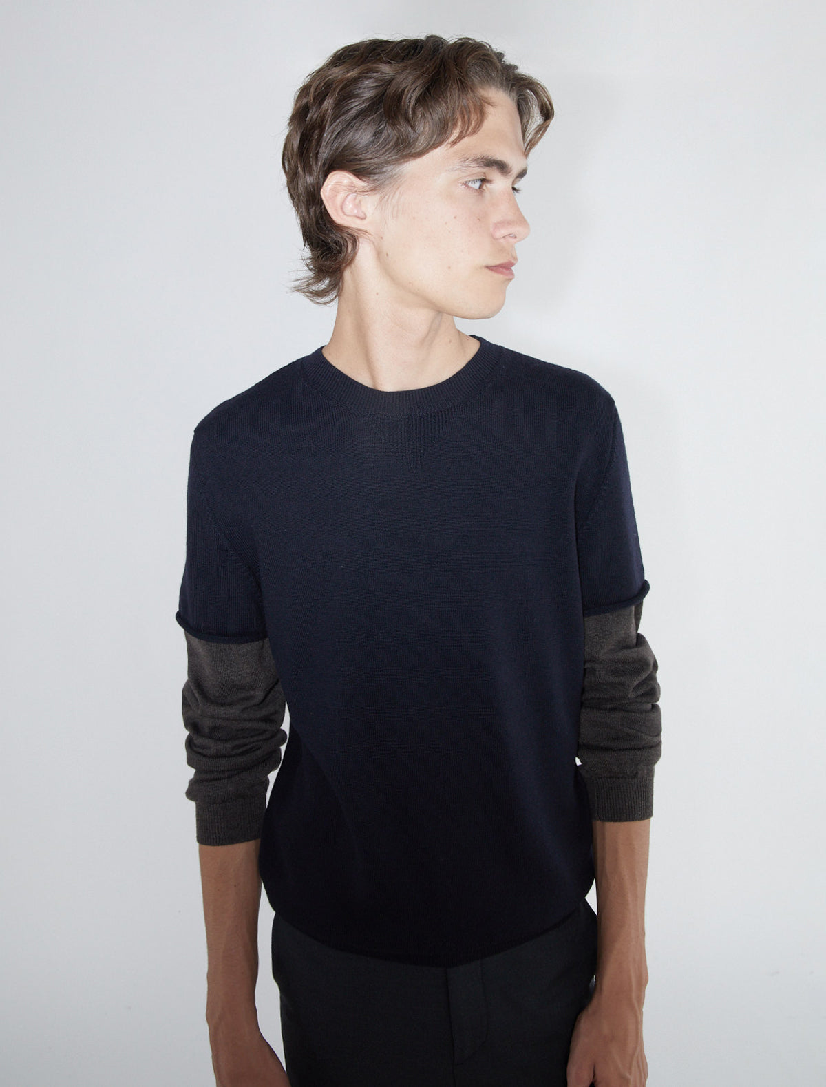 Cobre men wool sweater double layered sleeves