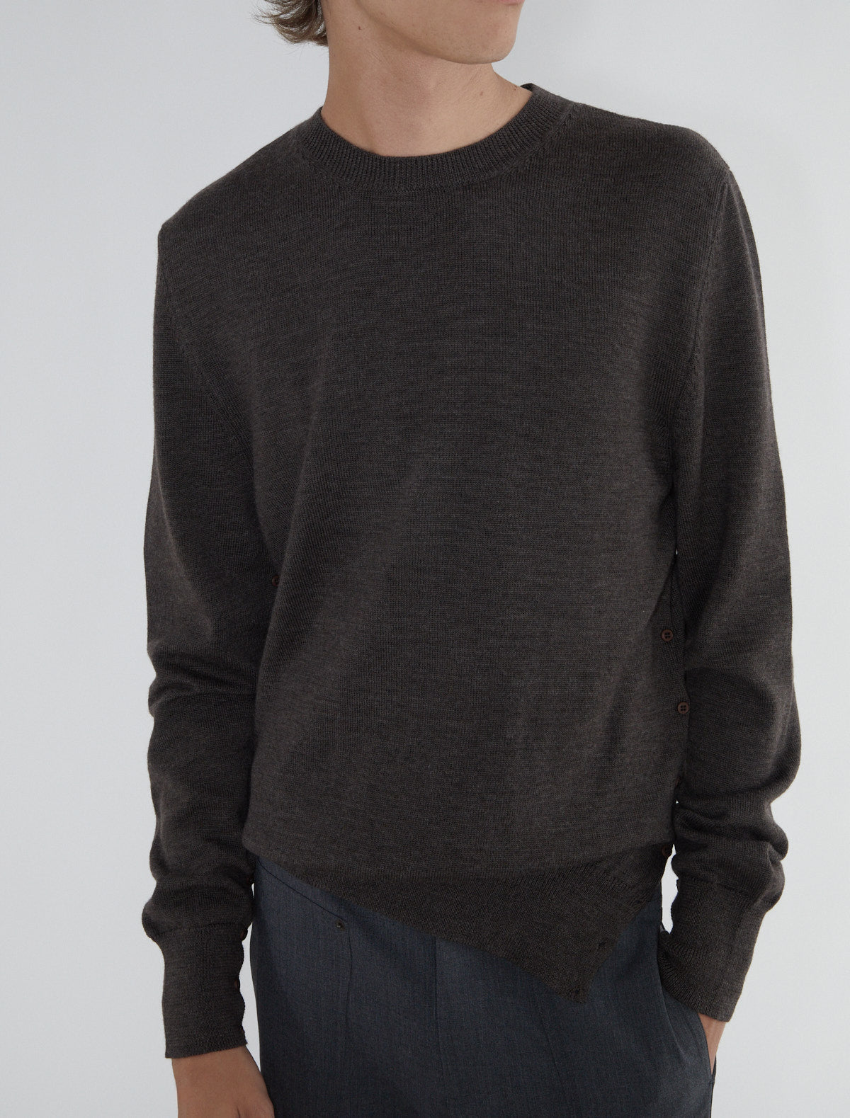 Fa b men wool sweater button openings sides sleeves