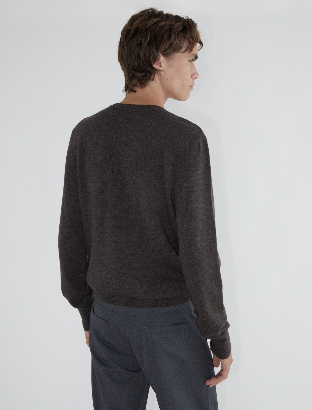 Fa b men wool sweater button openings sides sleeves