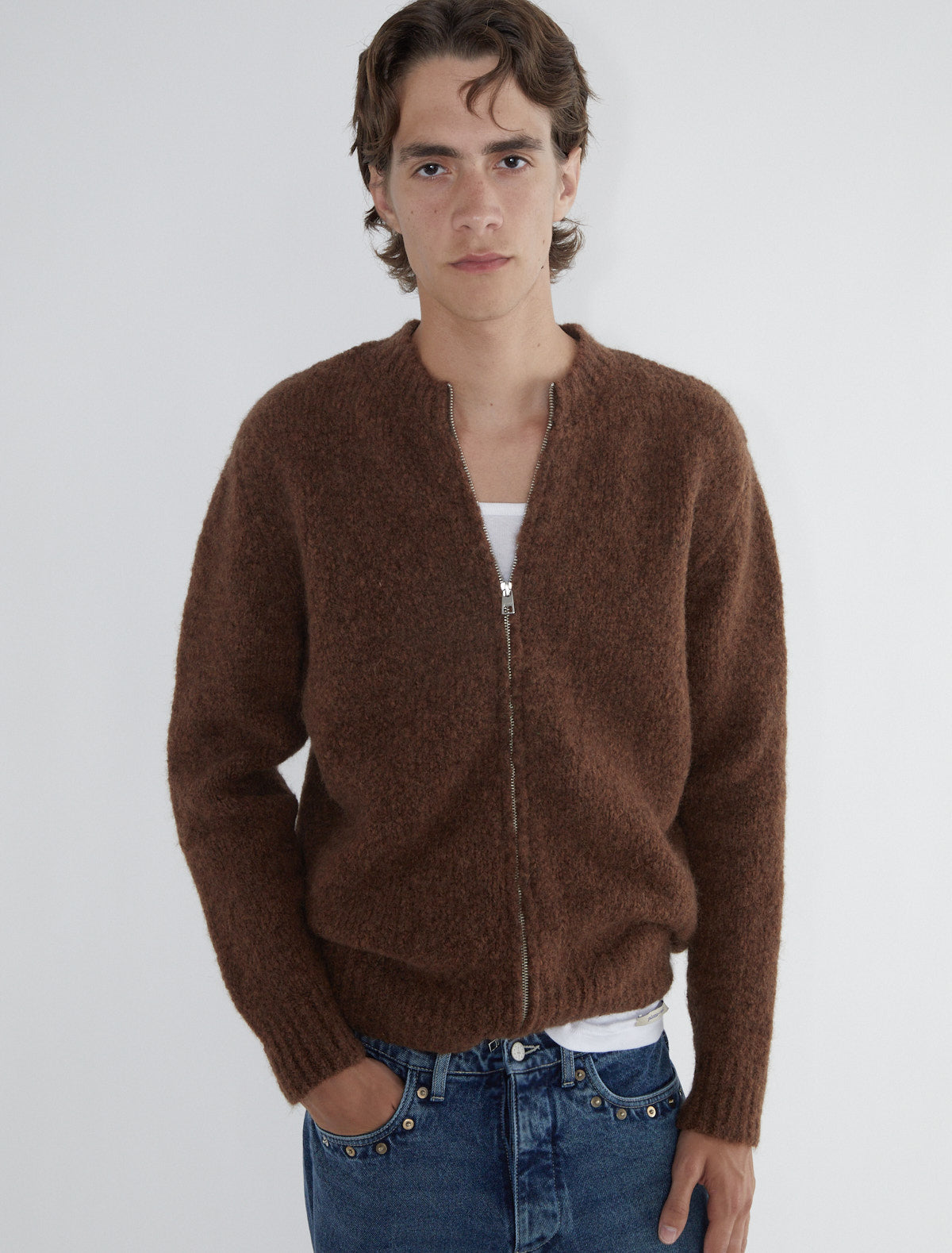 Hasta luego zip b men cardigan intarsia back