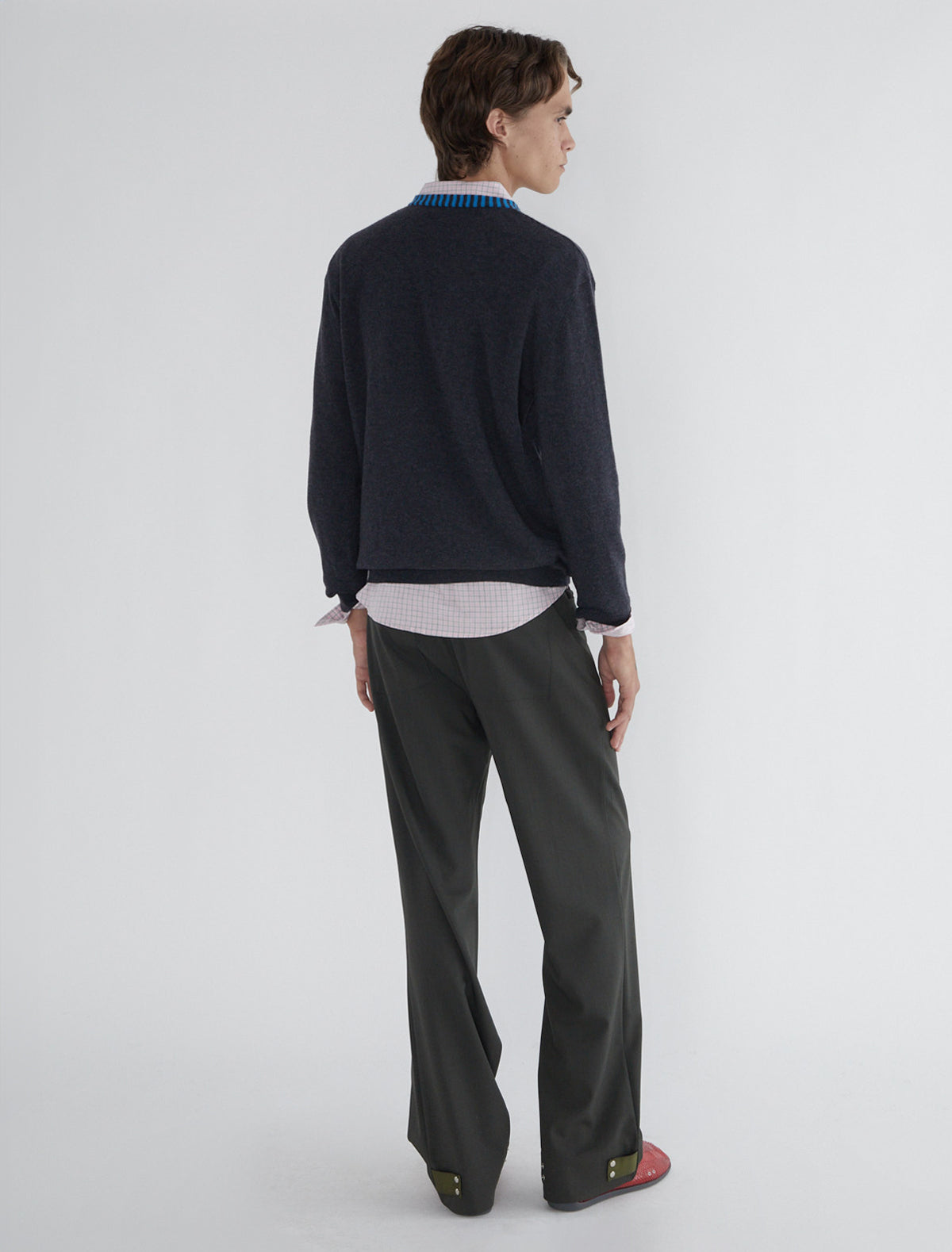 Lani soft wool v neck sweater contrasting neckline