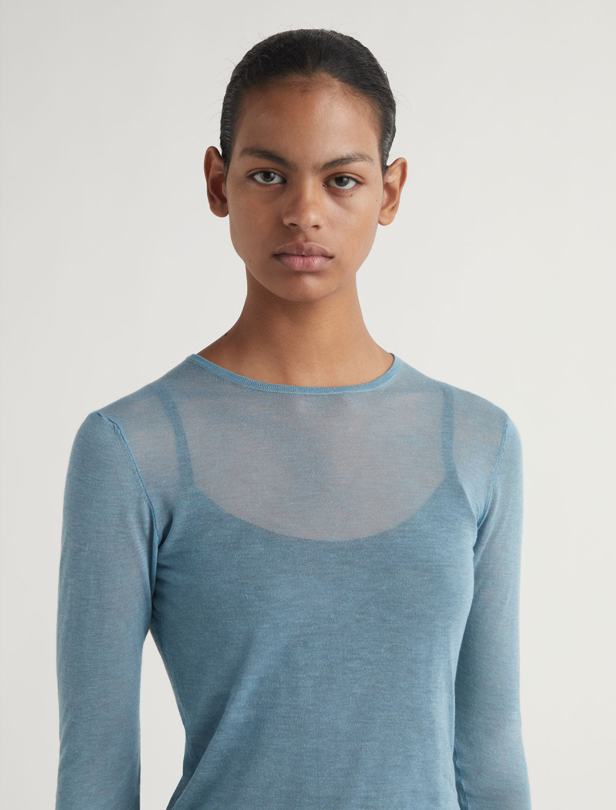 Round losa long sleeve sheer sweater