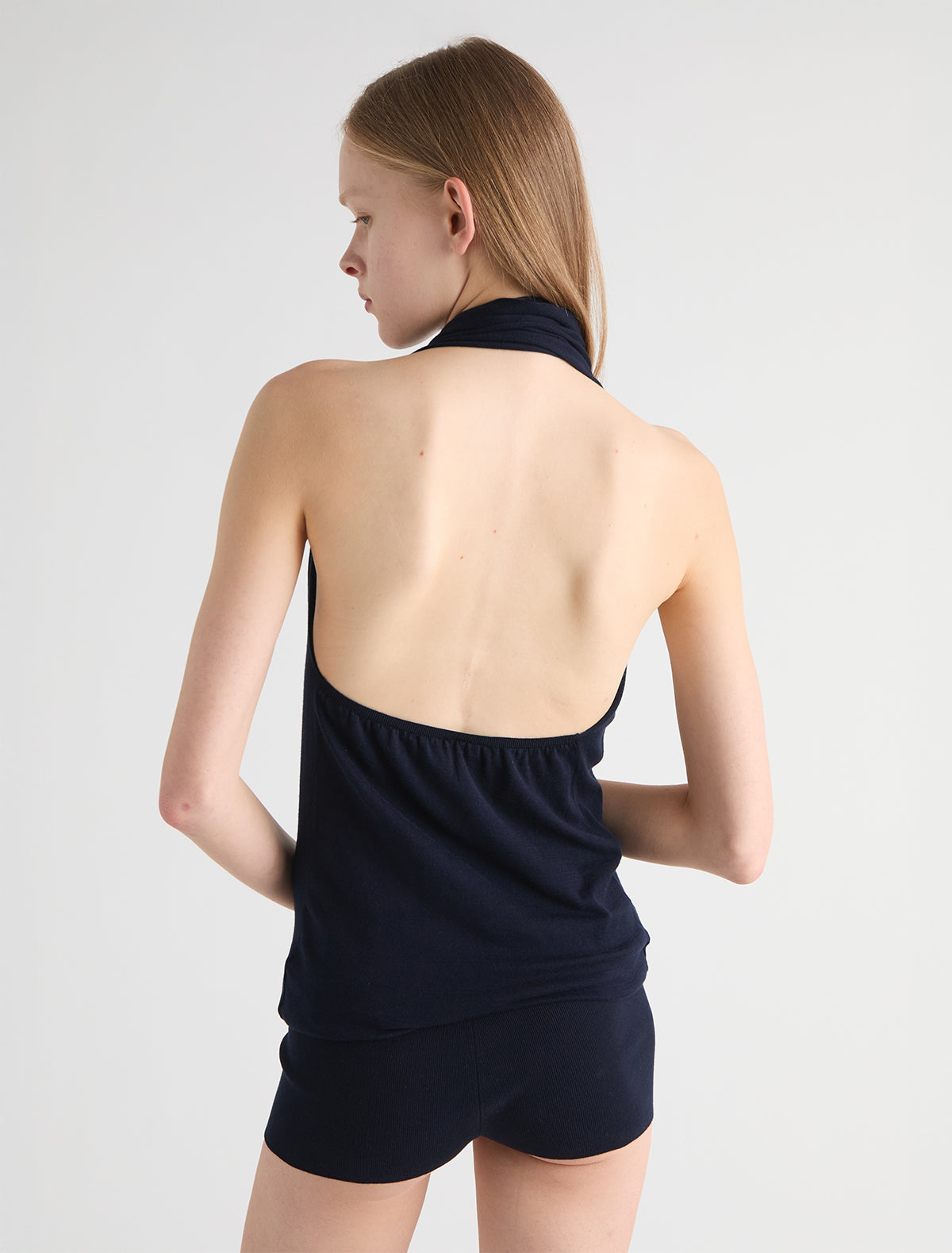 Soma halter neck knit jumpsuit navy