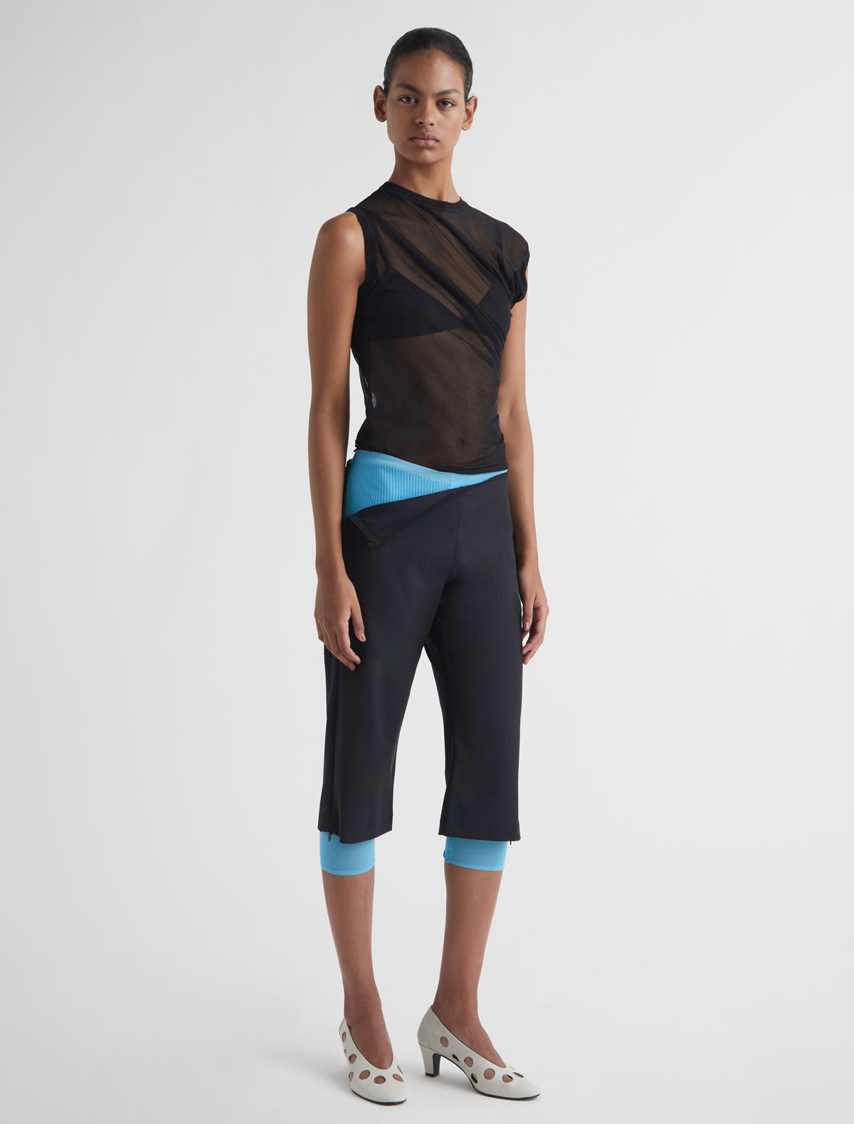 Lumieti prinstripe capri pants side zipper