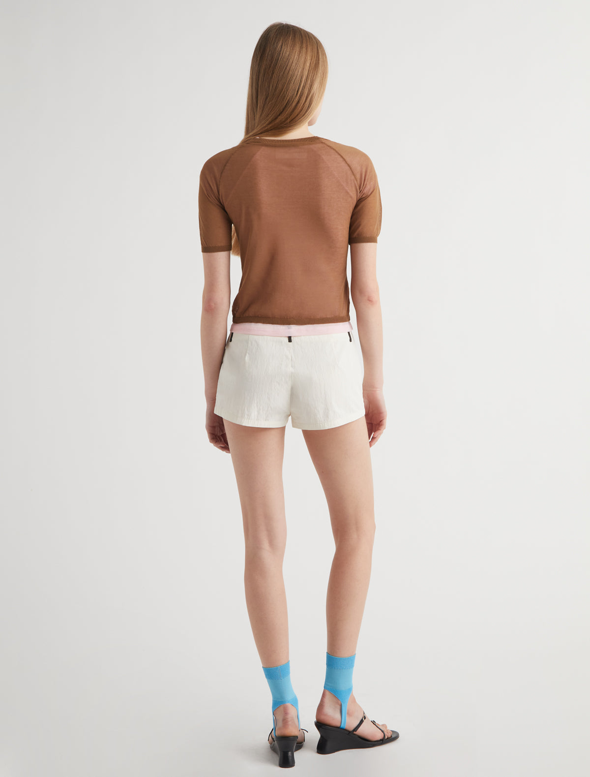 Nice short sleeve knit cardigan brown