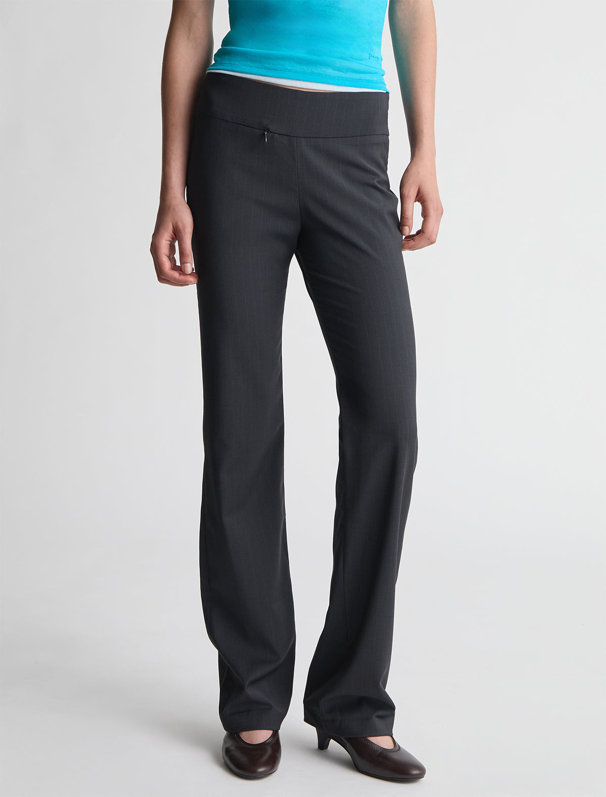 Saba pinstripe low rise trousers straight legs grey