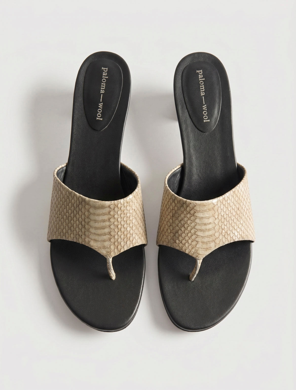 Ramona toe post sandal mini wedge wide leather upper ecru