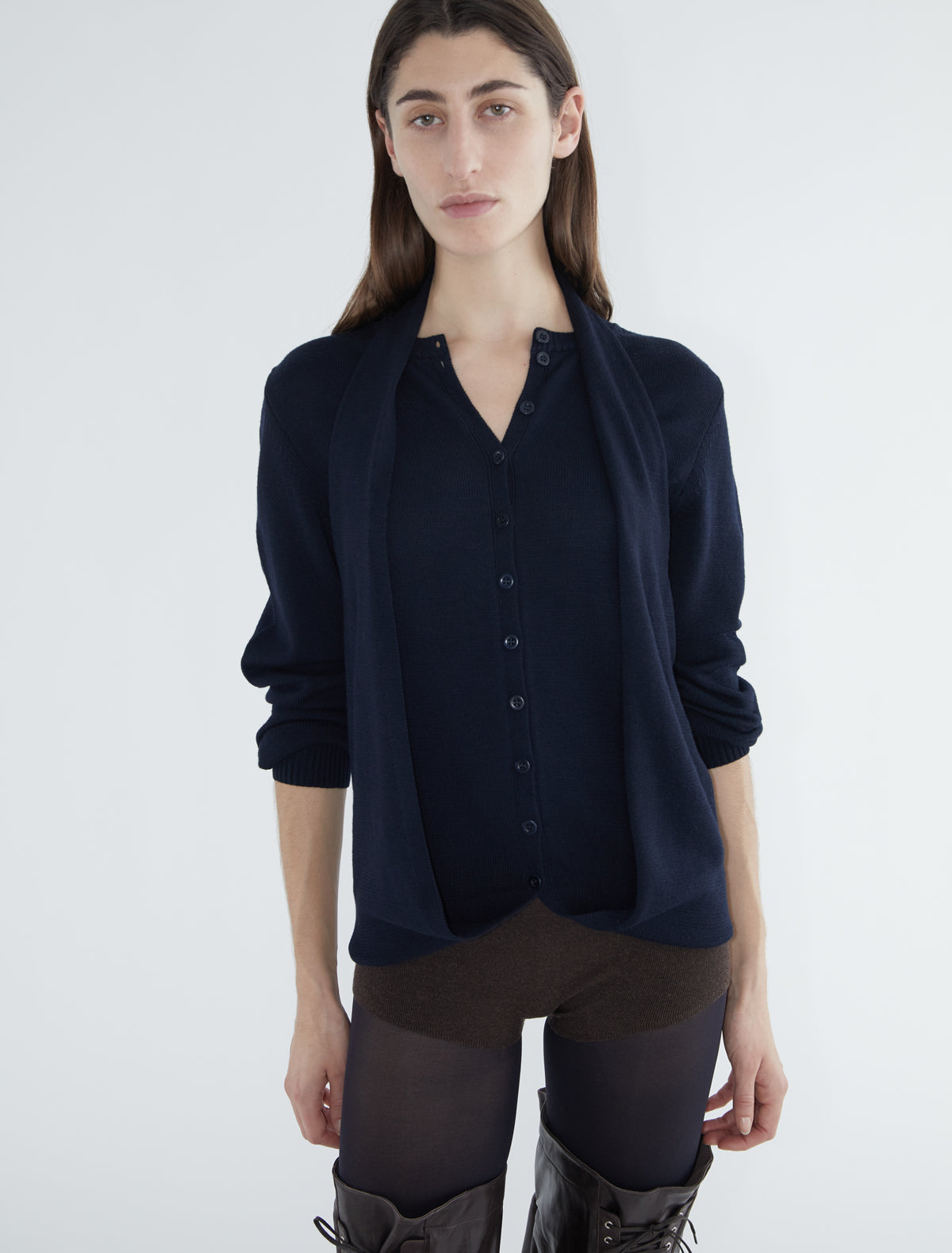 Favi multiposition wool cardigan navy
