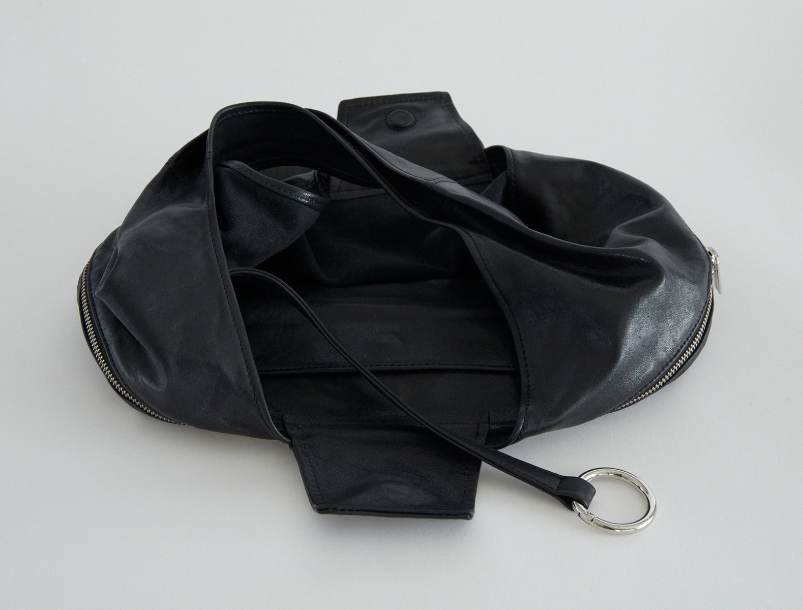Riba zip bucket style shoulder bag black
