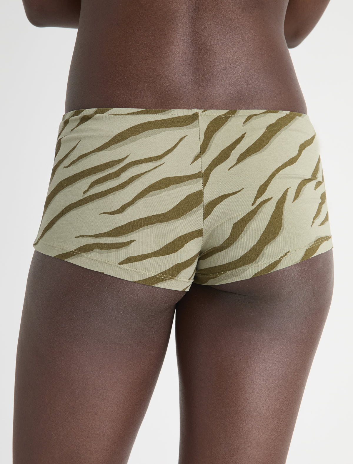 Dio stretchy cotton mini shorts printed motifs khaki