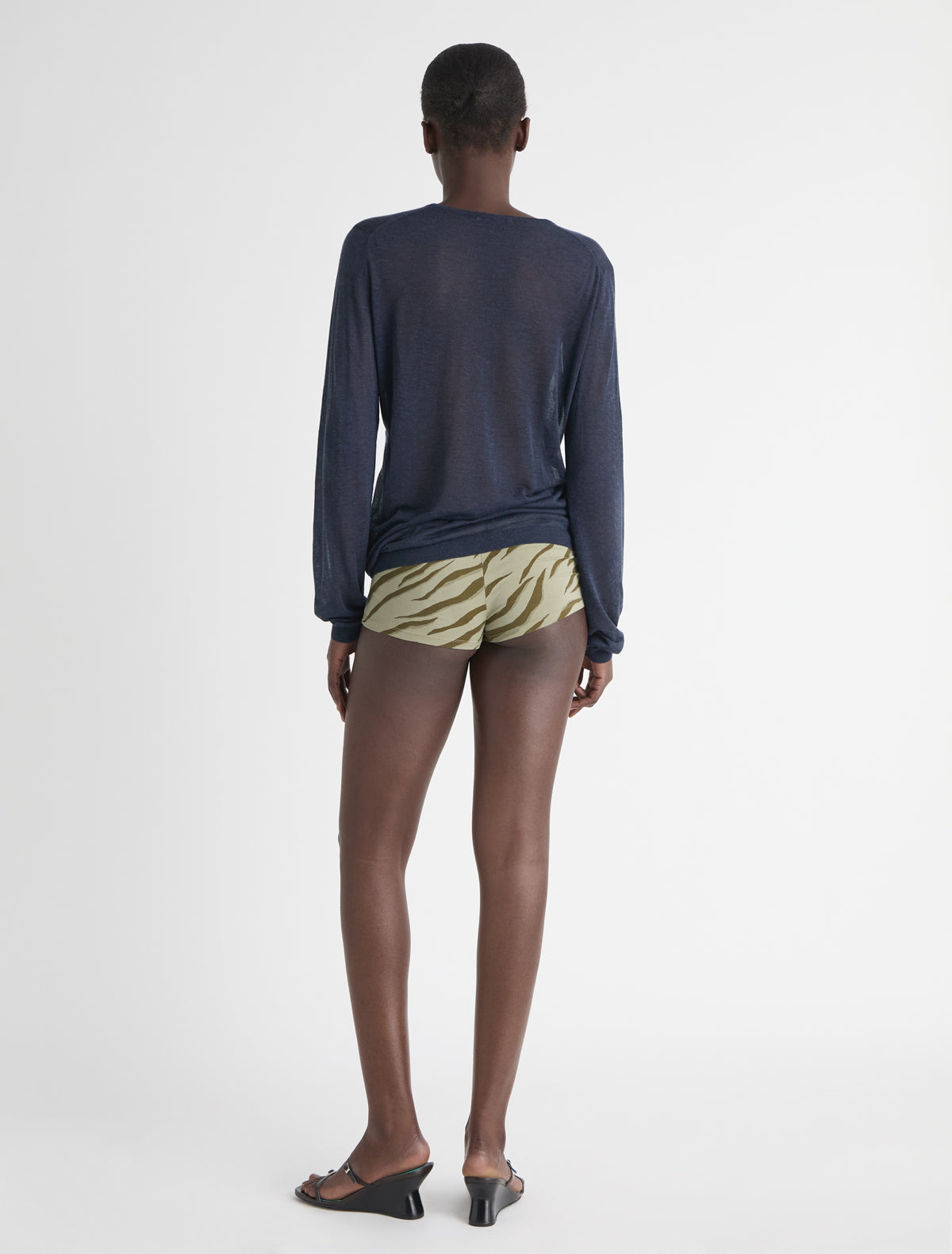 Dio stretchy cotton mini shorts printed motifs khaki
