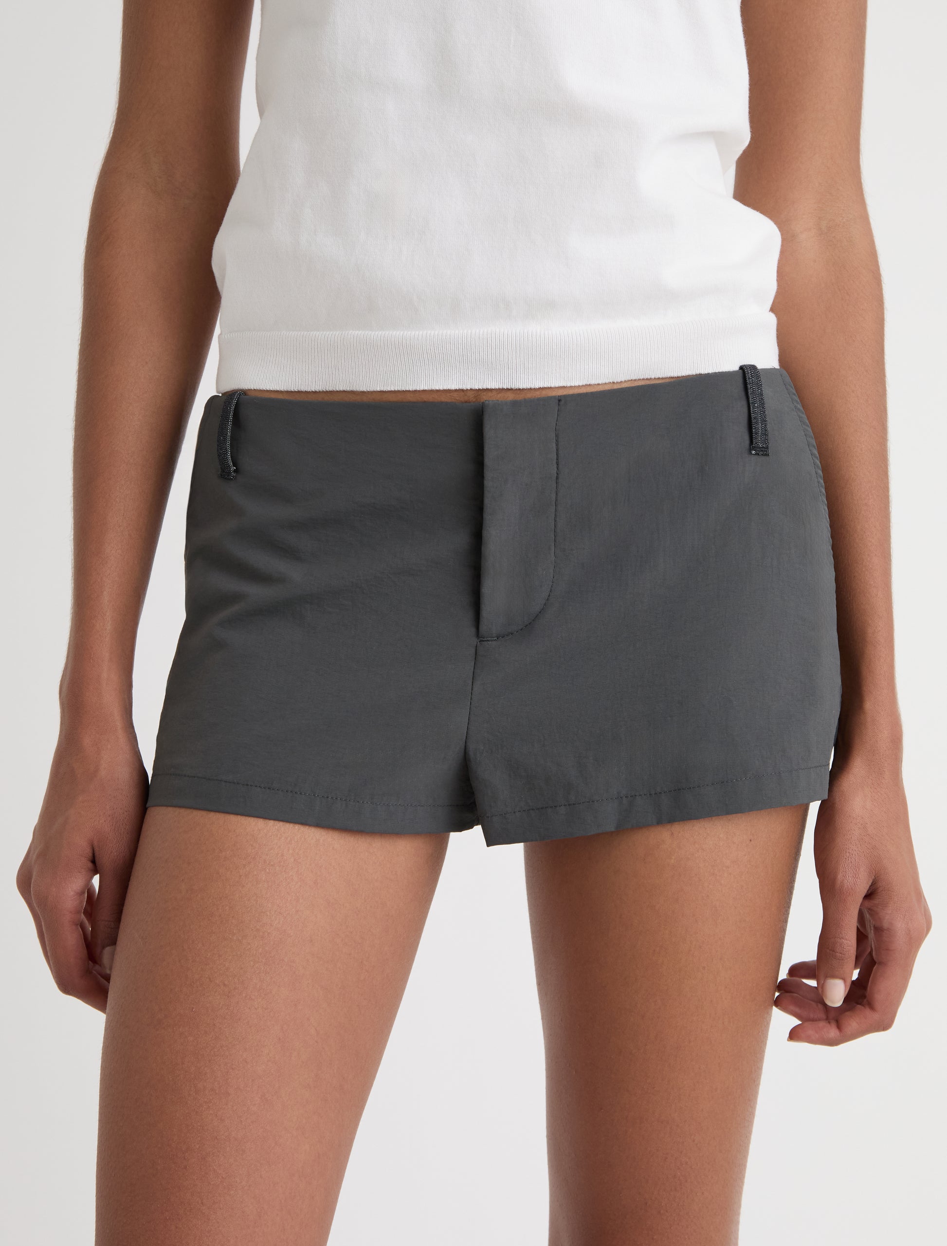 Masip low rise nylon shorts side pockets denim details