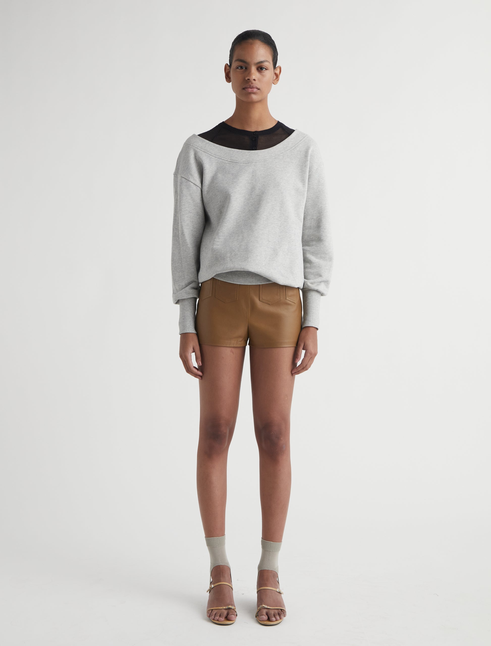 Dina short fuseau style knitted socks beige