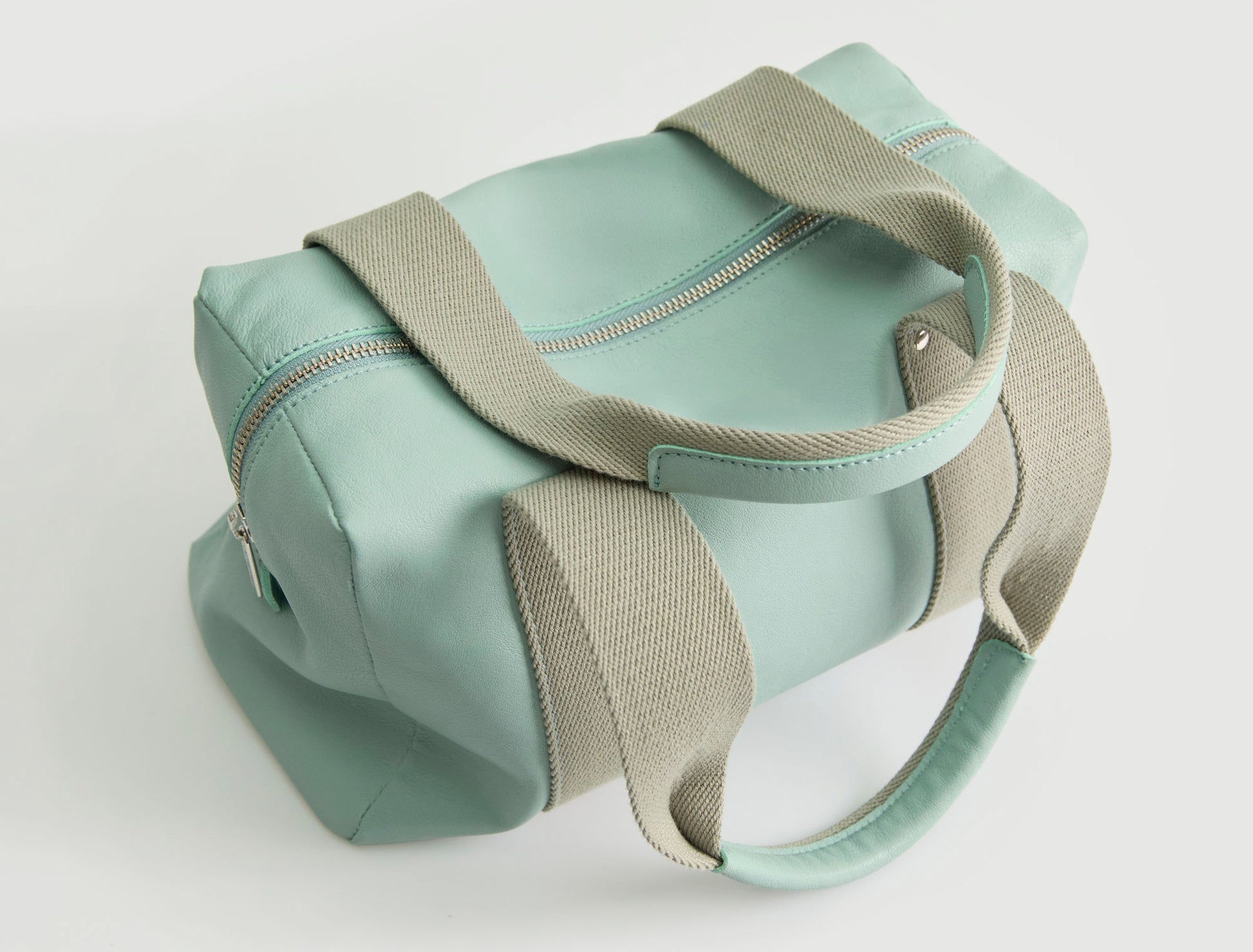 Small eira bag leather shoulder bag contrasting woven handles blue
